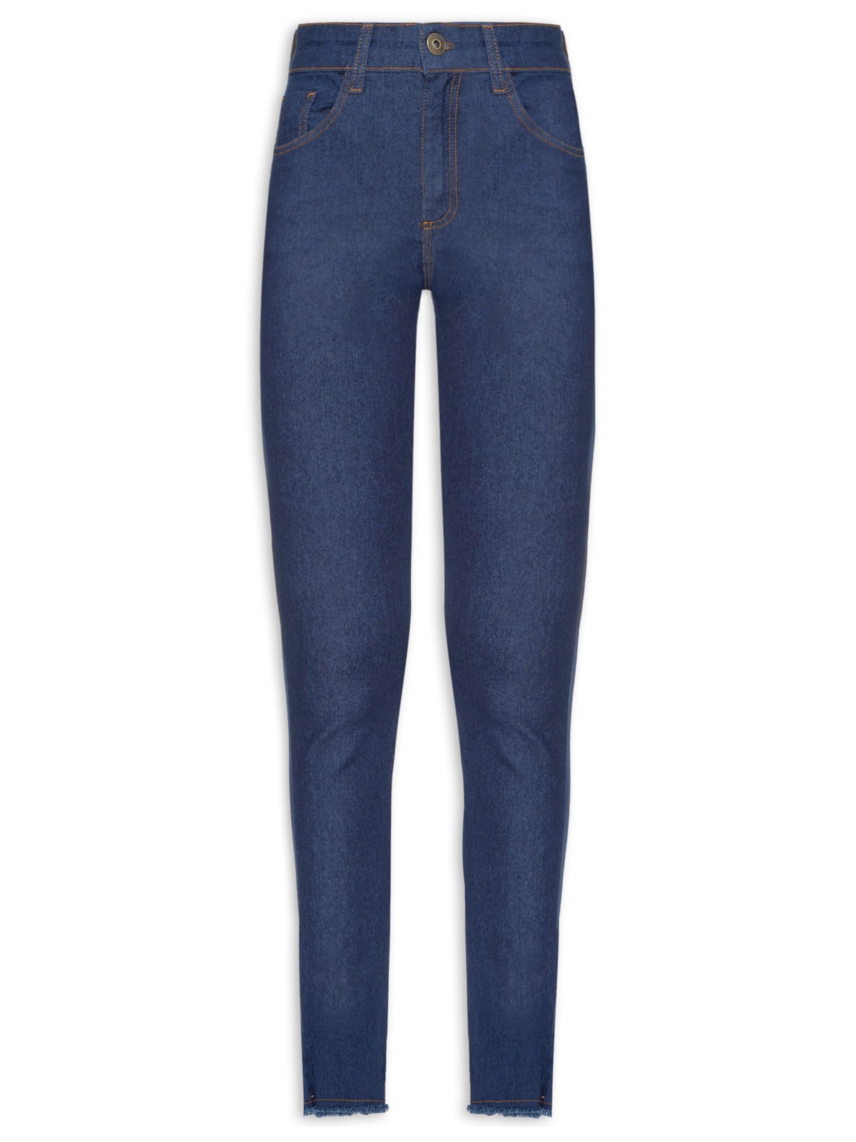 Vista 2 Calça Feminina Jeans Skinny Barra Desfiada AZUL AZUL