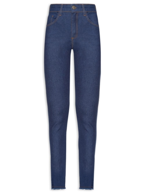 Calça Feminina Jeans Skinny Barra Desfiada - Azul