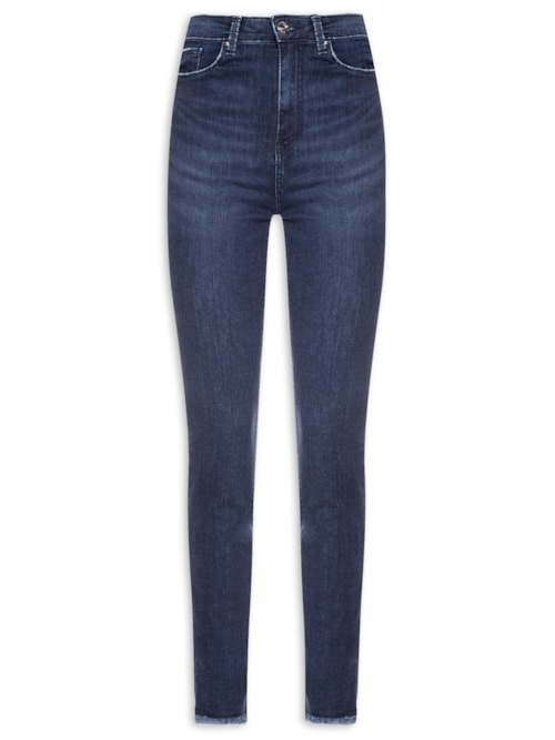 Calça Feminina Jeans Skinny Barra Desfiada – Azul