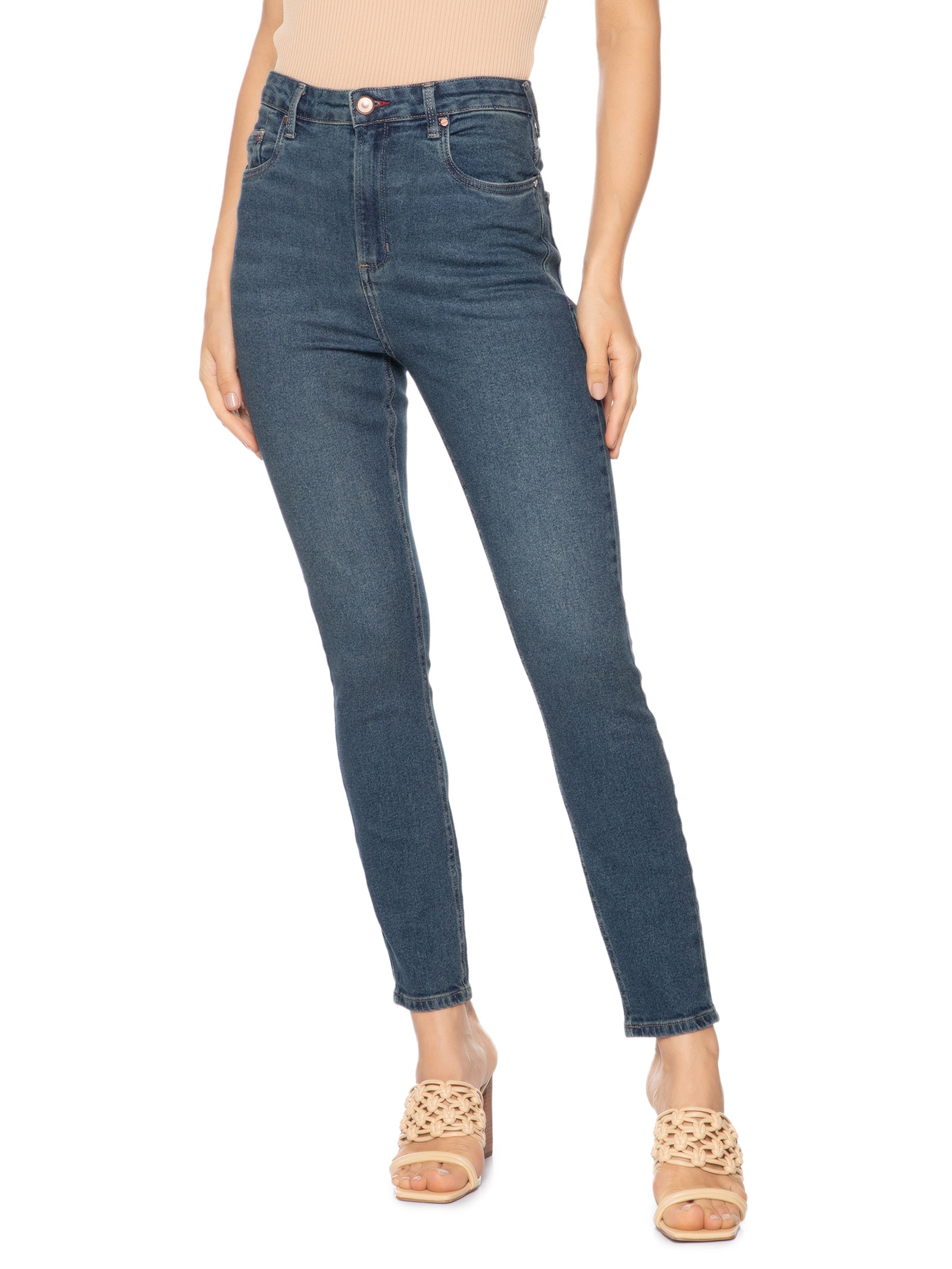 Animale - Calça Feminina Jeans Skinny Basic High Dark - Azul