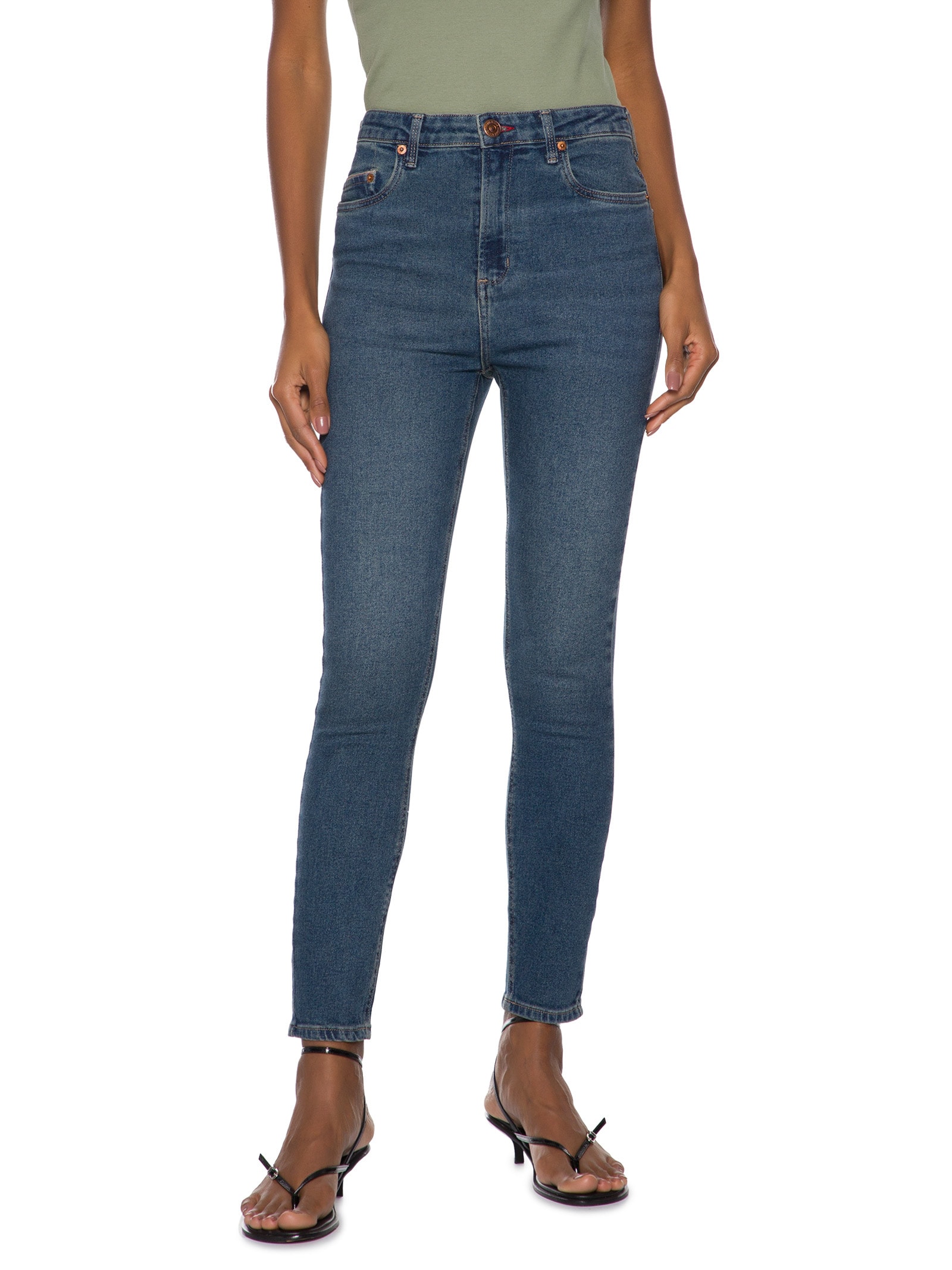 Calça Feminina Jeans Skinny Basic High Dark Azul Animale Jeans