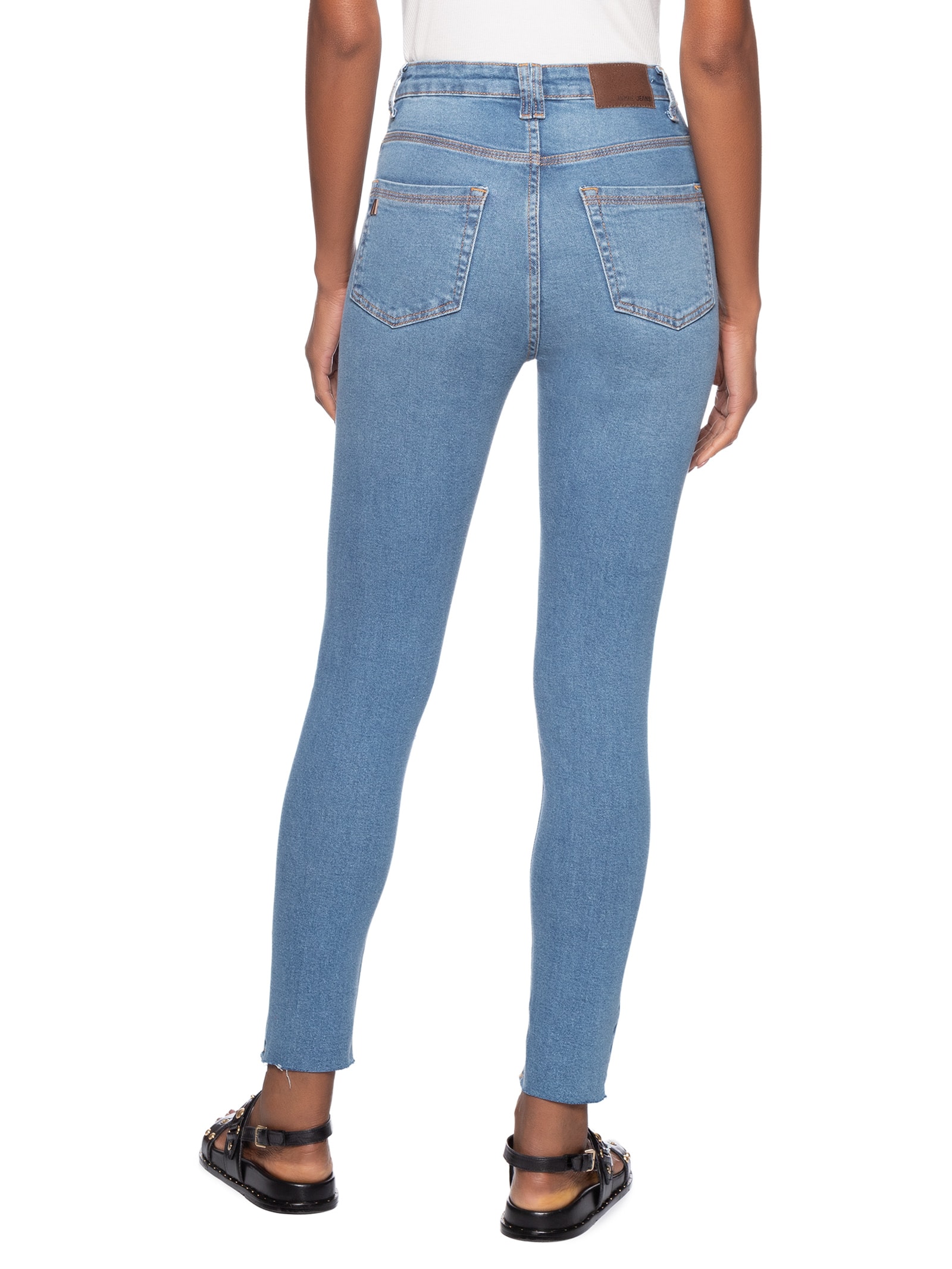 Calça Feminina Jeans Skinny Basic High Médio Azul Animale Jeans