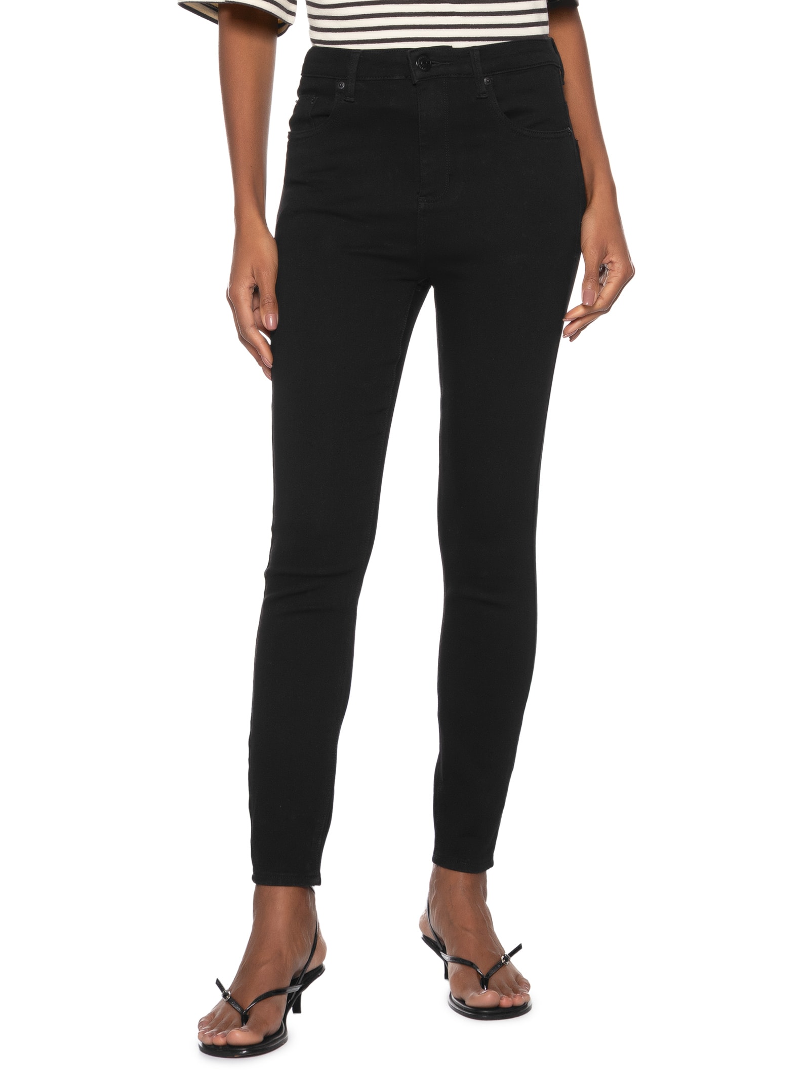 Calça Feminina Jeans Skinny Basic High Preto Animale Jeans