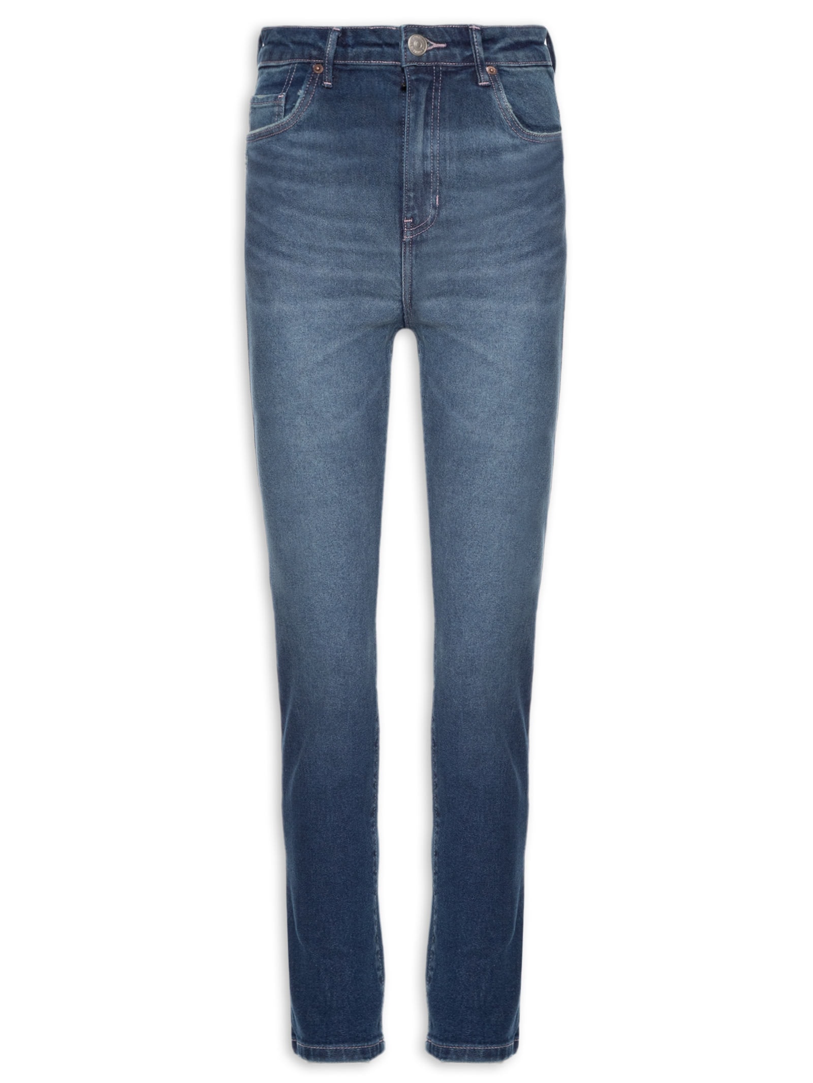 Calça Feminina Jeans Skinny Basic High Puídos Azul Animale Jeans