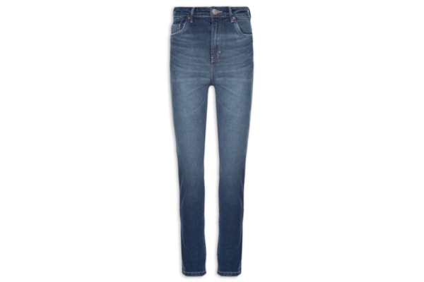 Calça Feminina Jeans Skinny Basic High Puídos - Azul
