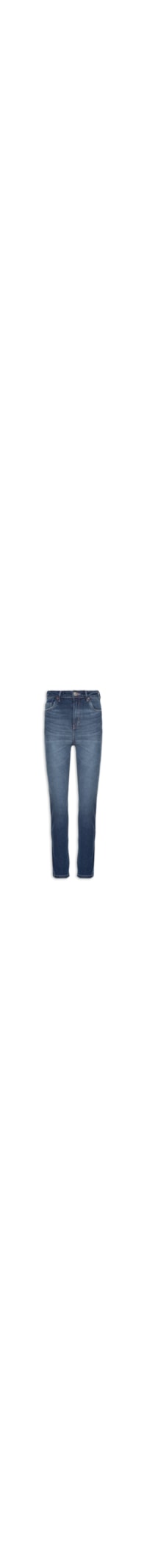 Calça Feminina Jeans Skinny Basic High Puídos - Azul