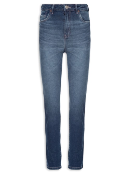 Calça Feminina Jeans Skinny Basic High Puídos – Azul