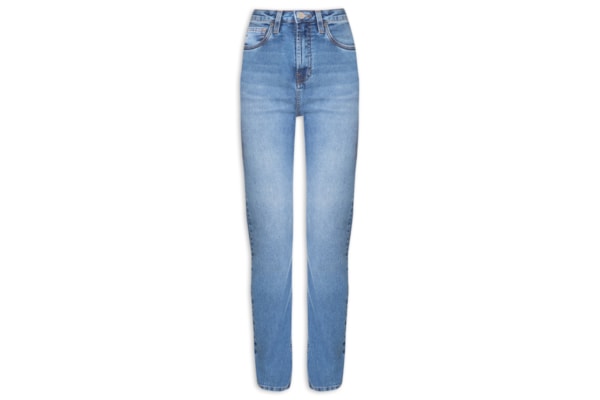 Calça Feminina Jeans Skinny Basic High Stoned - Azul 