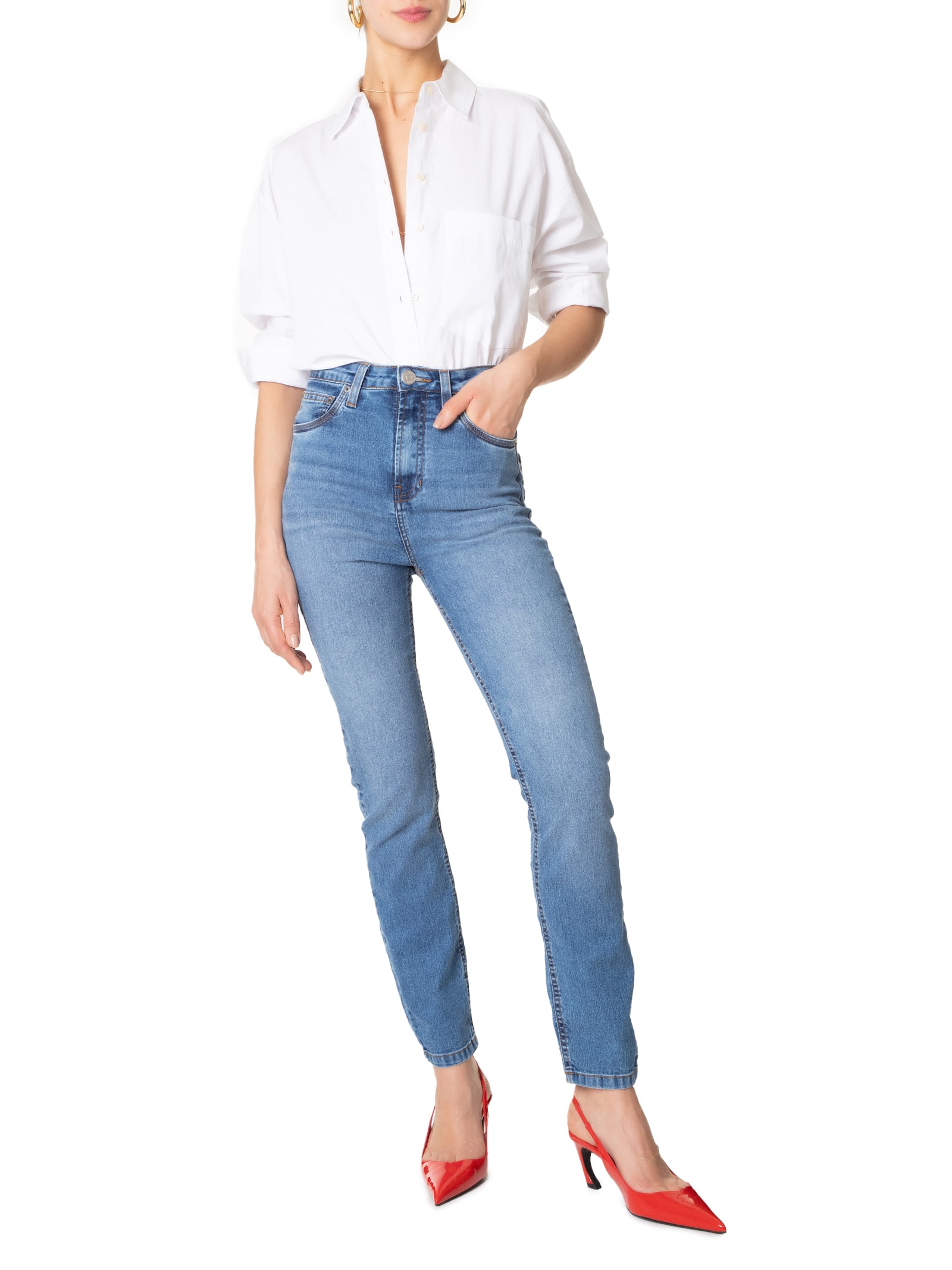 Calça Feminina Jeans Skinny Basic High Stoned Azul  Animale