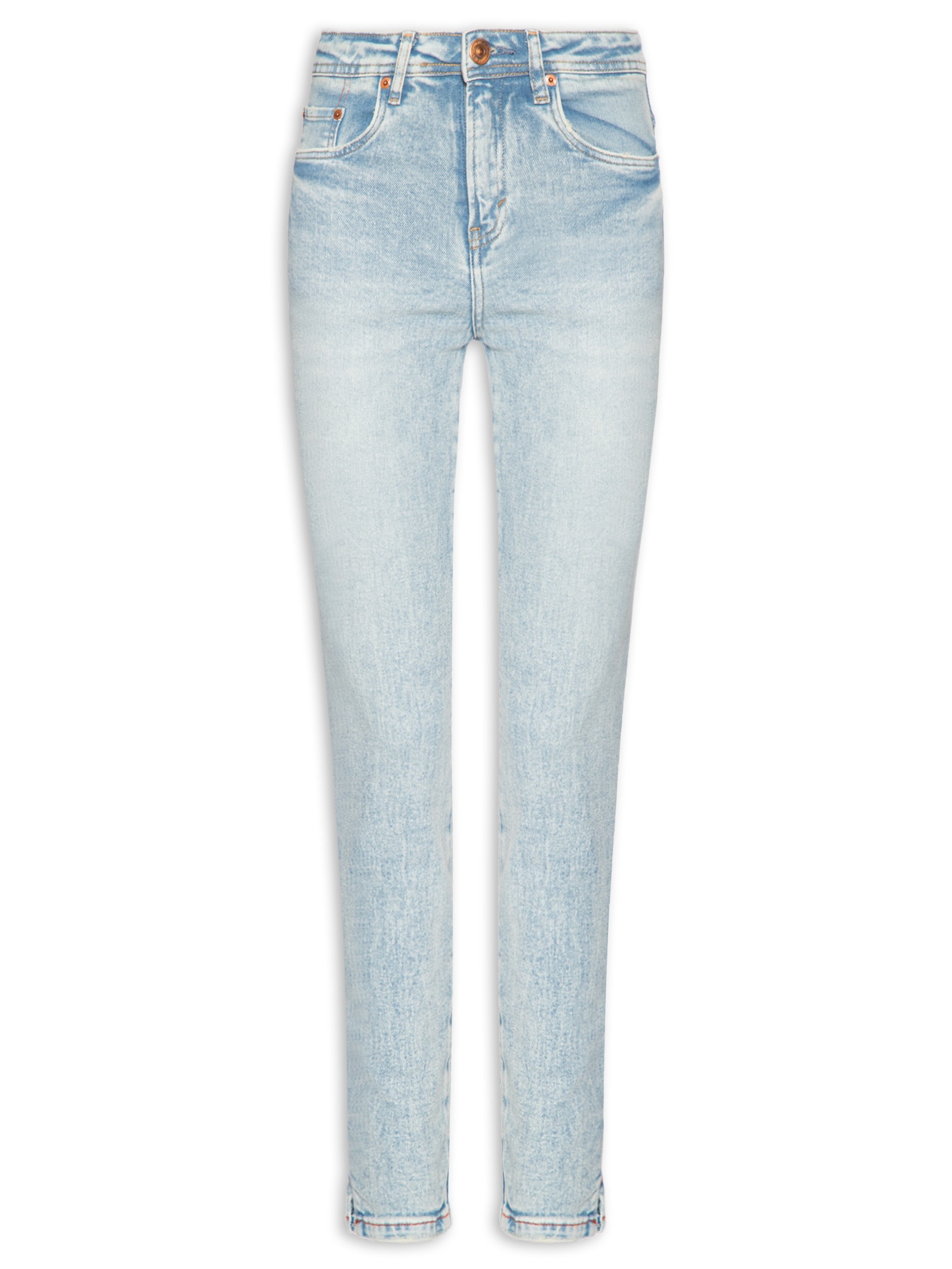 Calça Feminina Jeans Skinny Basic Midi Fenda Azul Animale Jeans