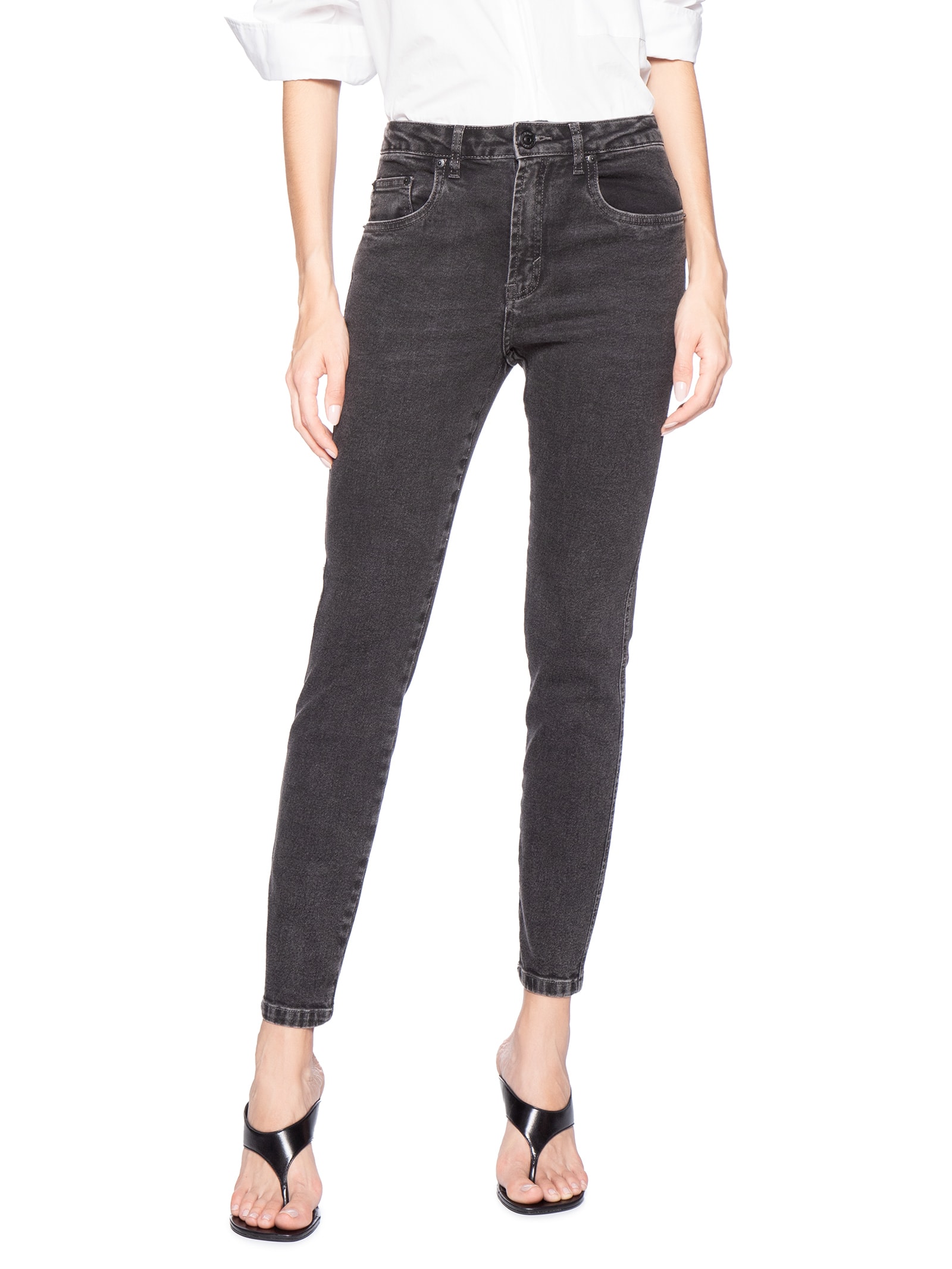 Calça Feminina Jeans Skinny Basic Midi Preto Animale Jeans
