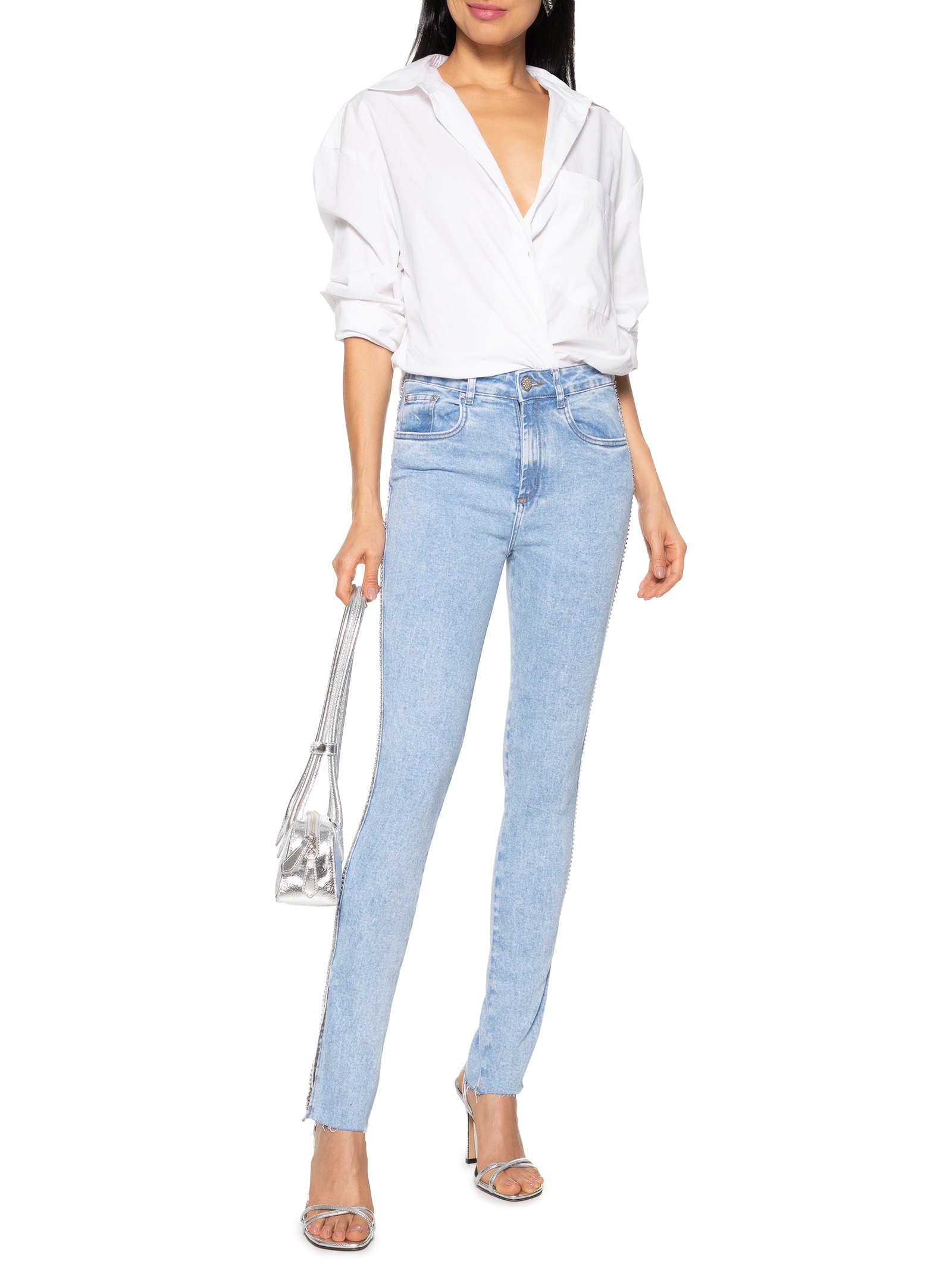 Calça Feminina Jeans Skinny Super High Azul My Favorite Things