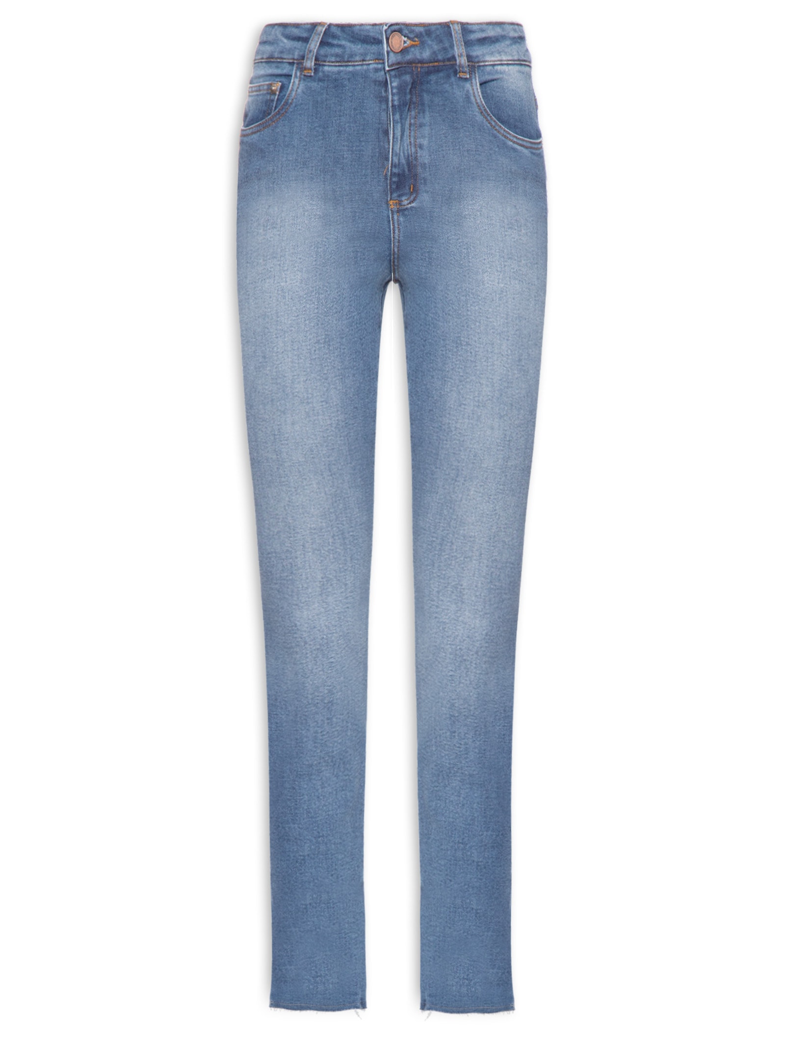 Calça Feminina Jeans Slim Barra Desfiada Azul Maria Filó