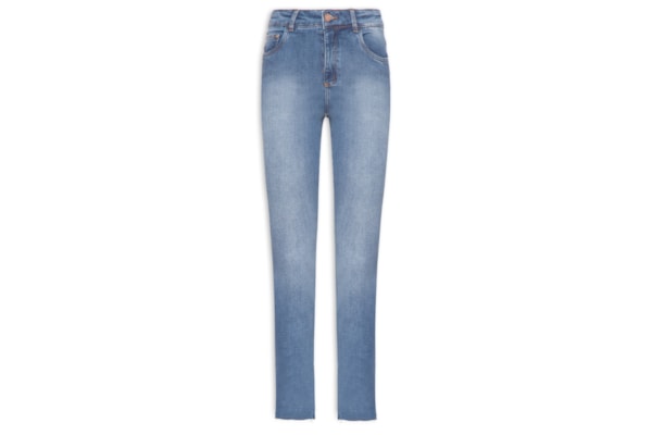 Calça Feminina Jeans Slim Barra Desfiada - Azul