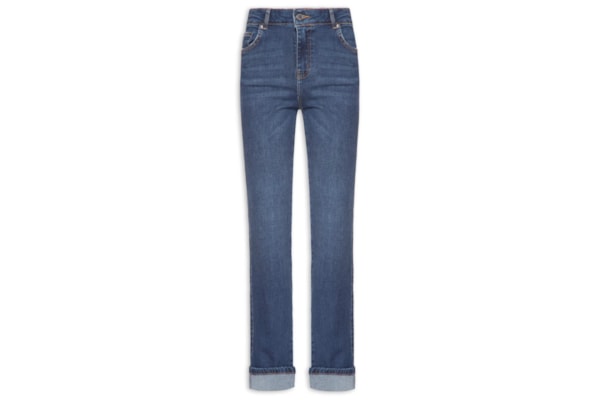 Calça Feminina Jeans Slim Barra Virada - Azul