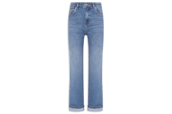 Calça Feminina Jeans Slim Barra Virada - Azul