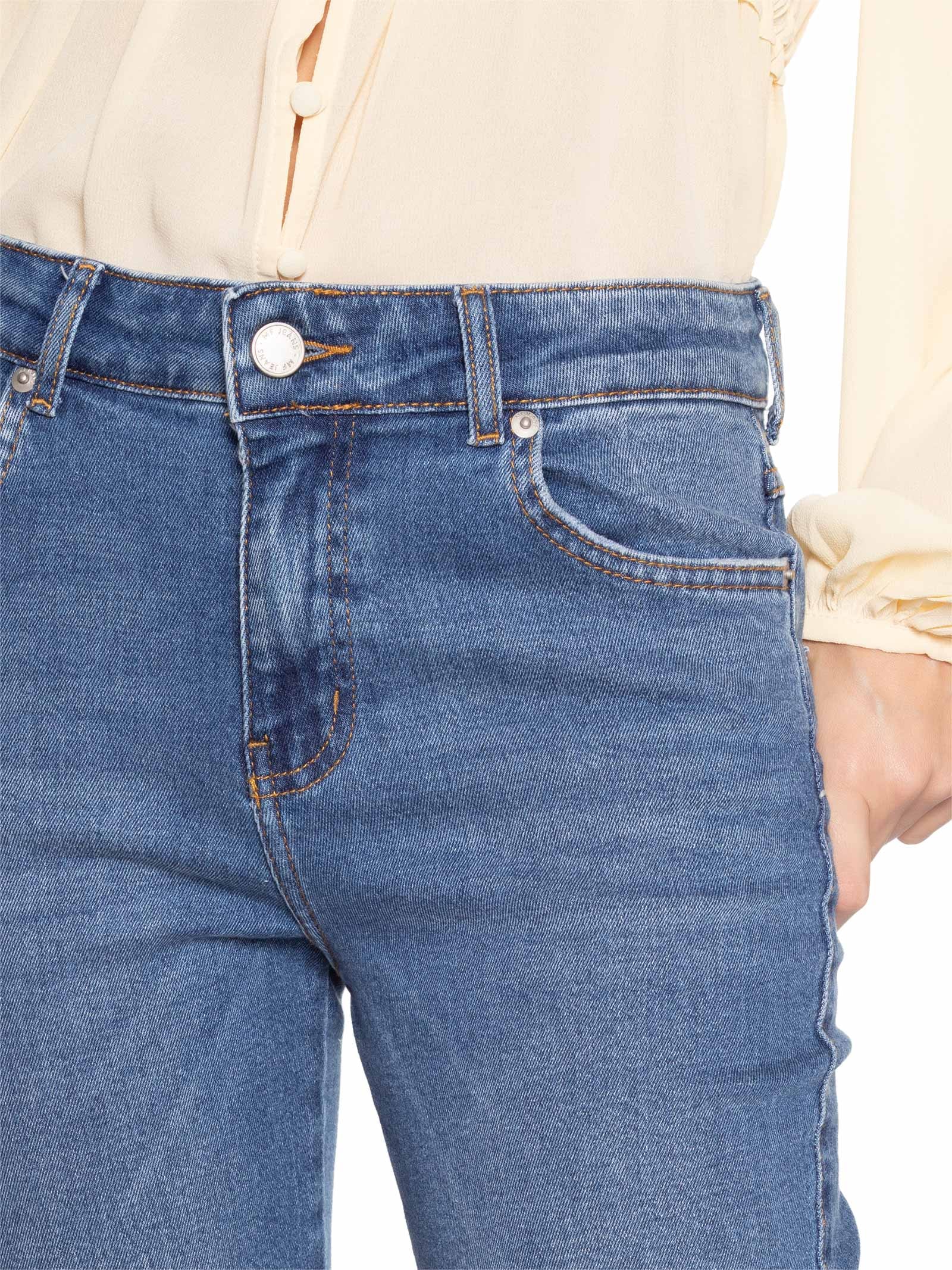 Calça Feminina Jeans Slim Barra Virada Azul Maria Filó