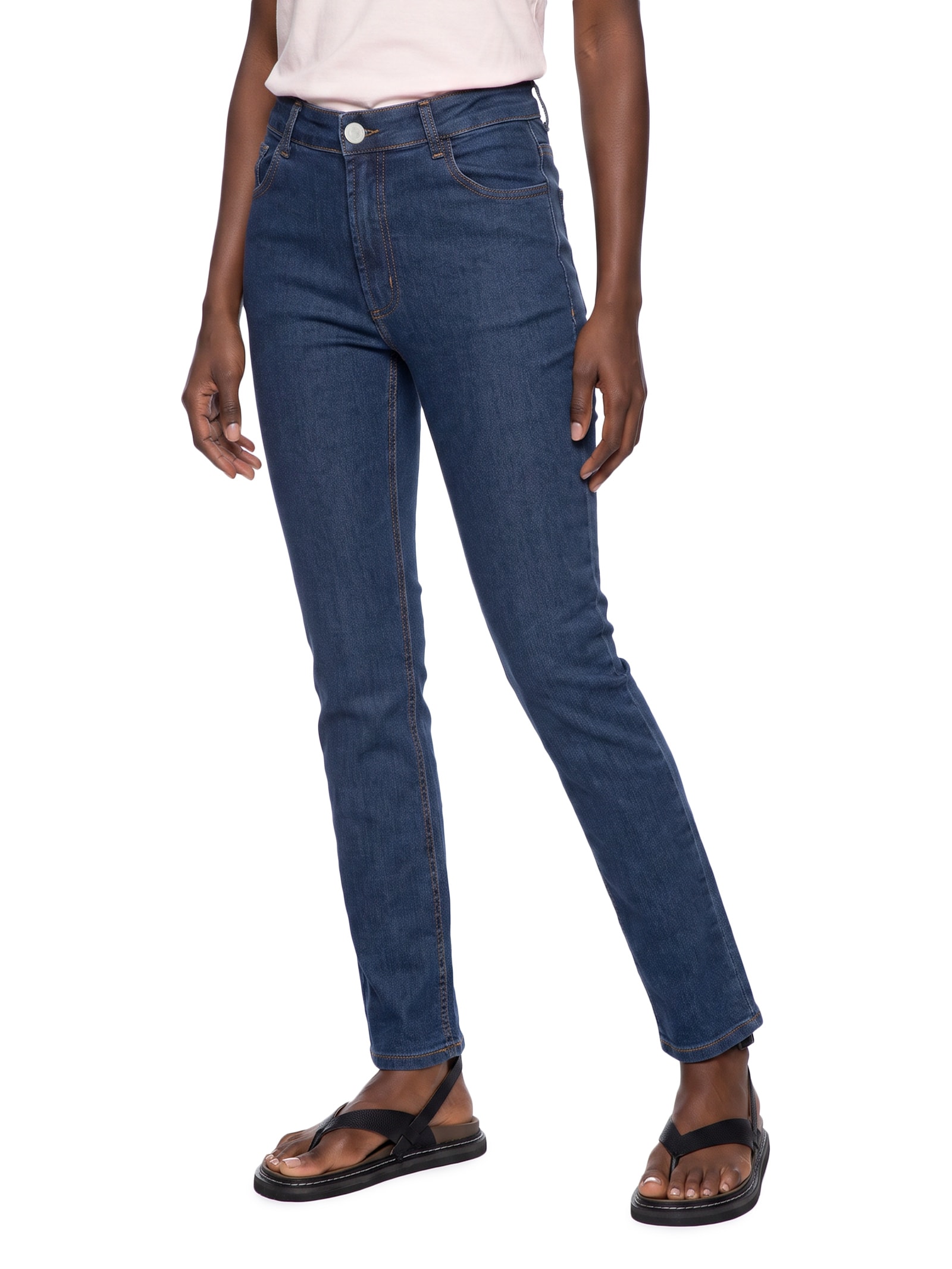 Calça Feminina Jeans Slim Cintura Média Azul Hering
