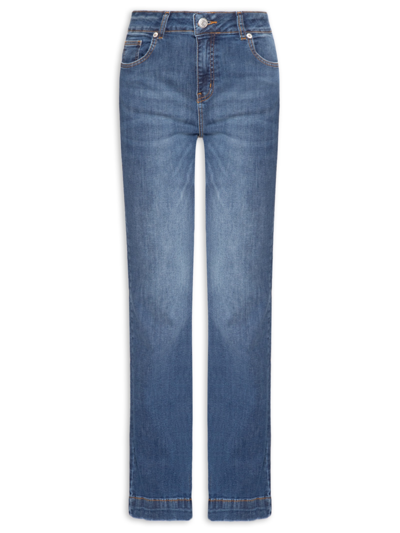 Calça Feminina Jeans Slim Used Azul Maria Filó
