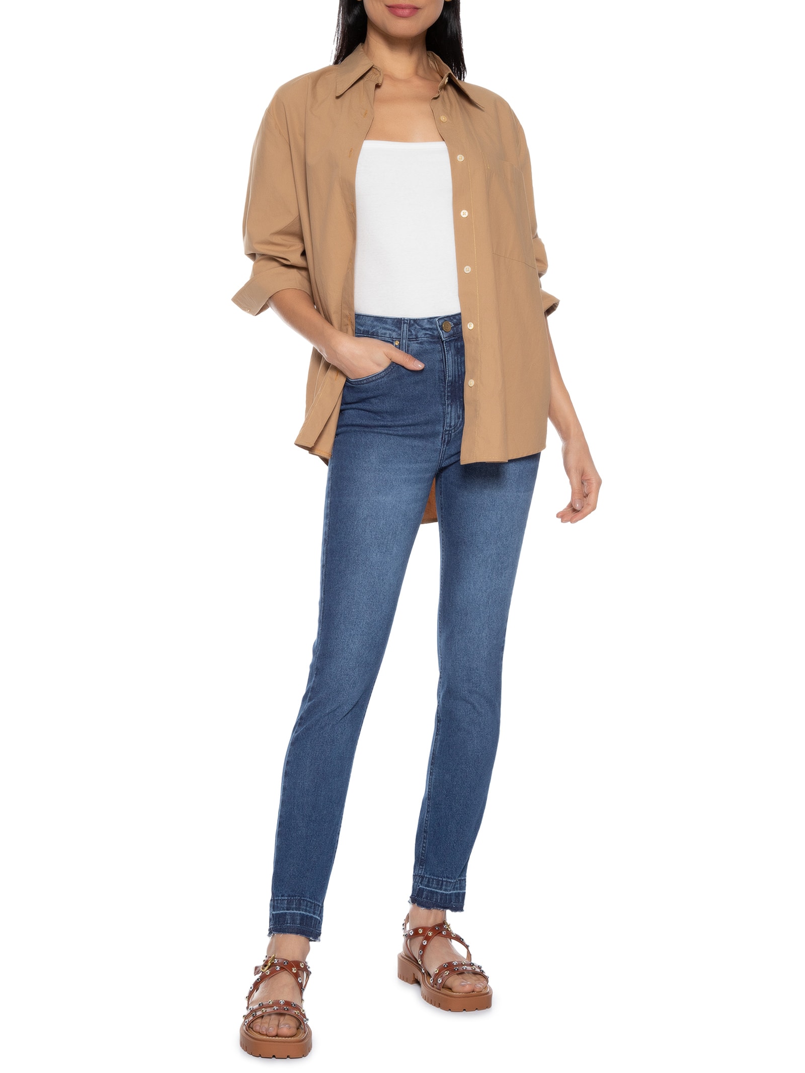 Calça Feminina Jeans Stellar Skinny Azul Canal