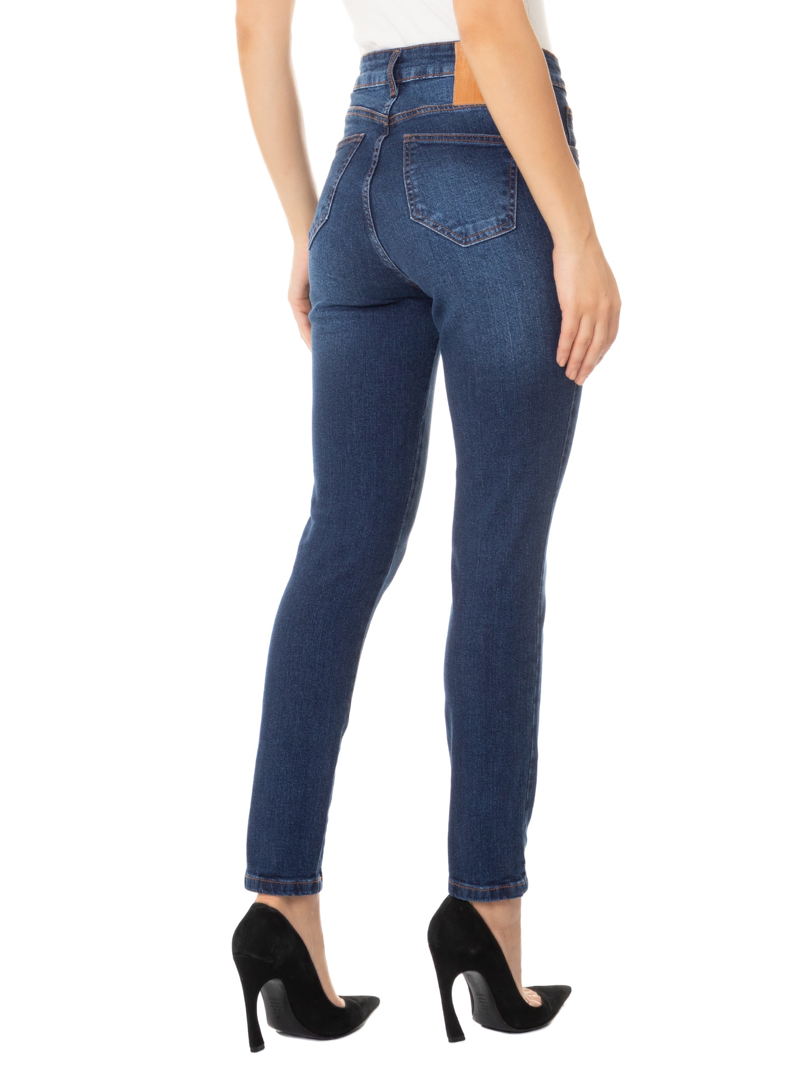  Calça Feminina Jeans Vesta Ankle Super High Azul Lança Perfume