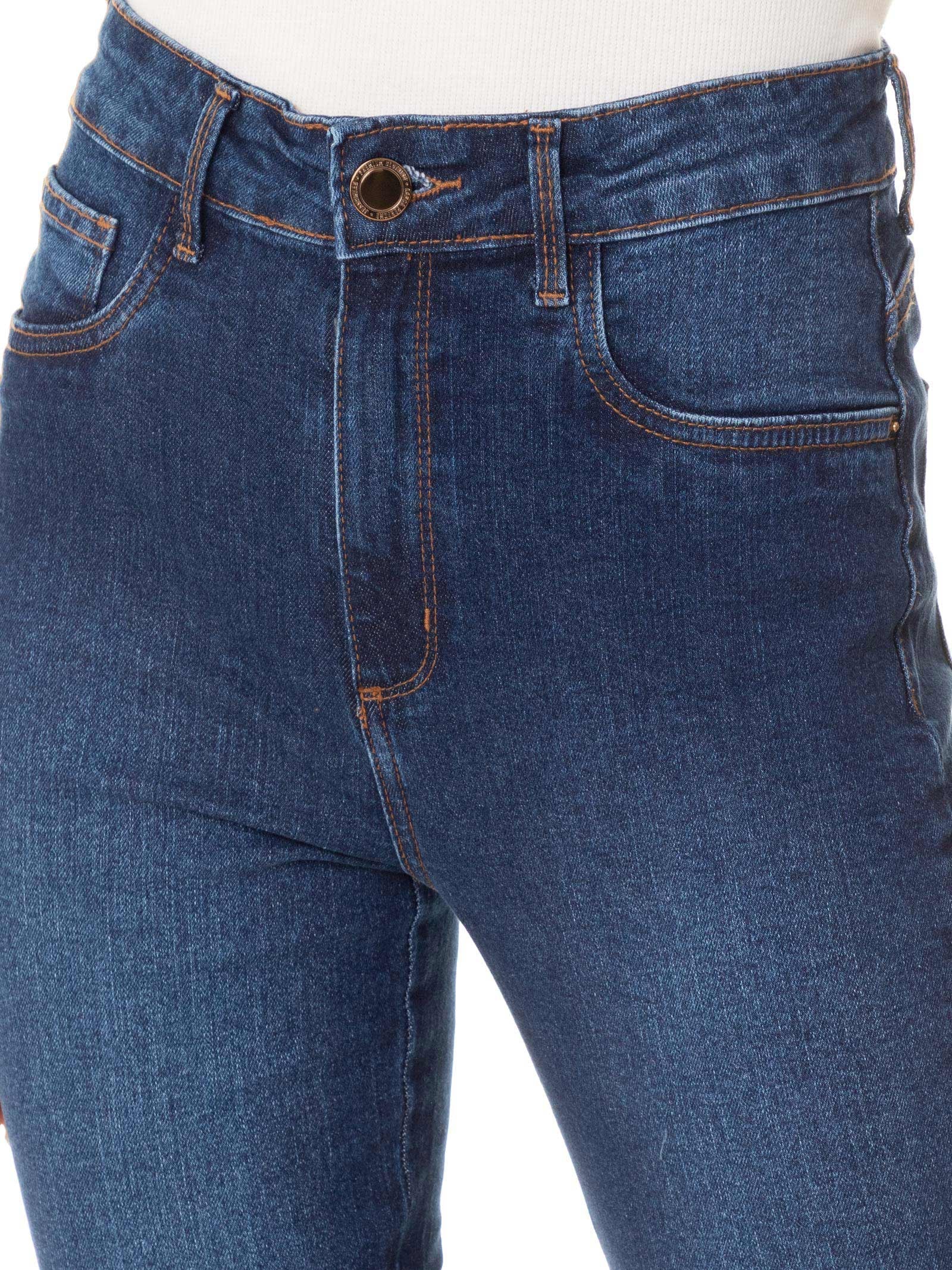  Calça Feminina Jeans Vesta Ankle Super High Azul Lança Perfume