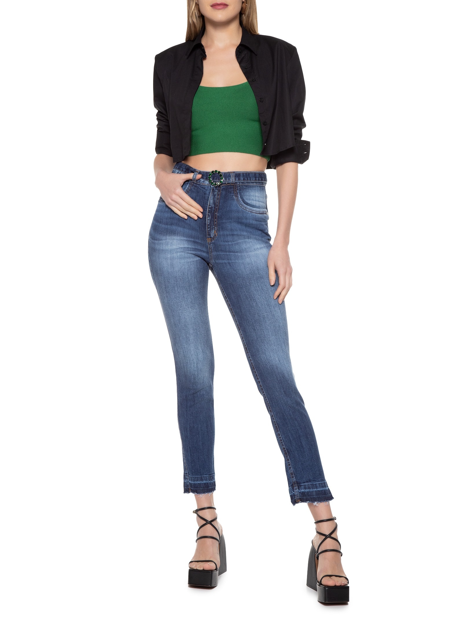 Calça Feminina Jeans Vesta Shape Now Azul Lança Perfume