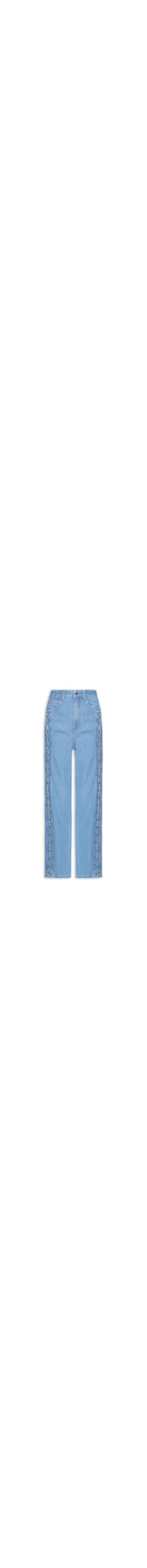 Calça Feminina Jeans Wide Amarração Lateral - Azul