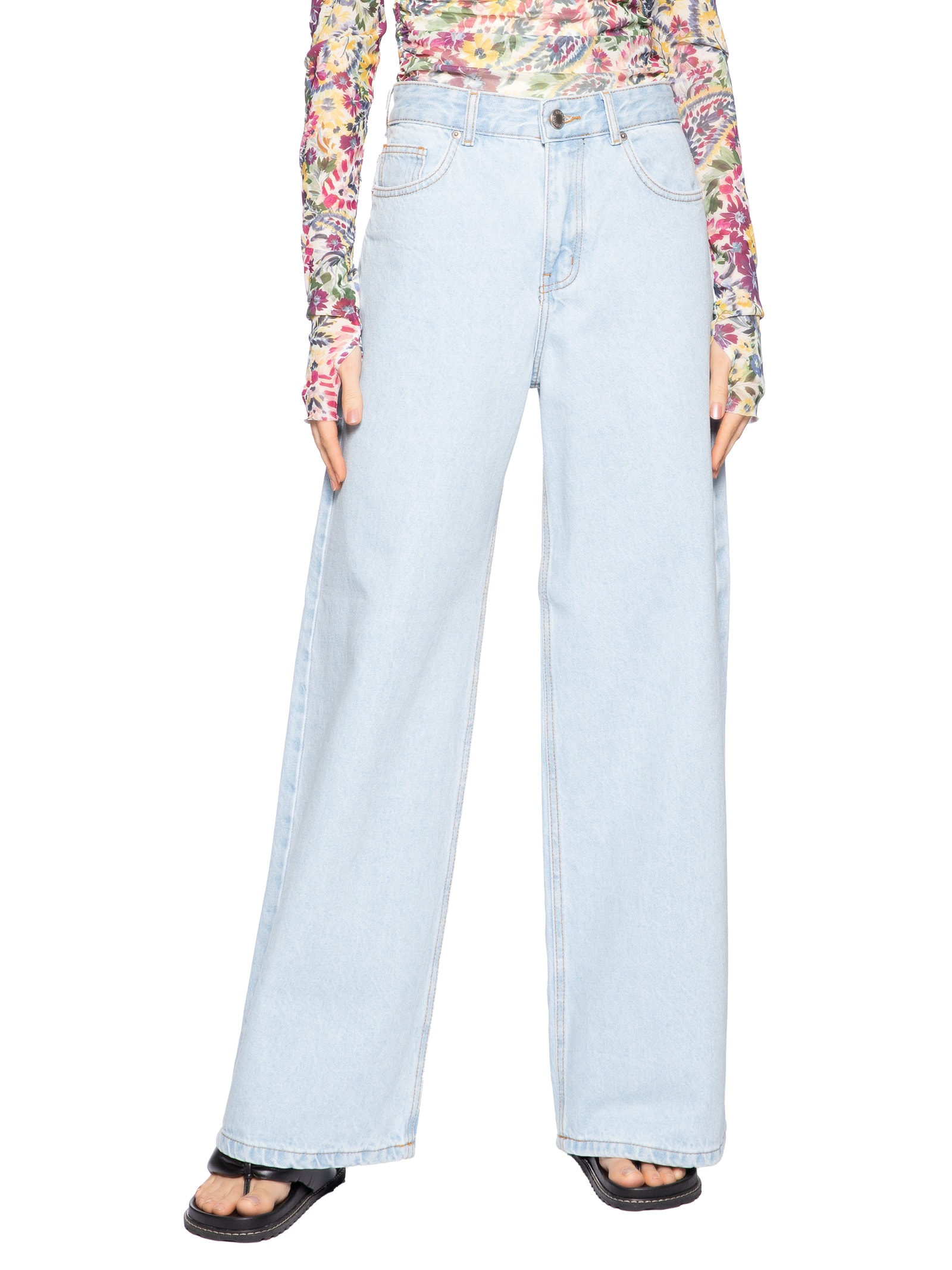 Calça Feminina Jeans Wide Faver Azul Farm