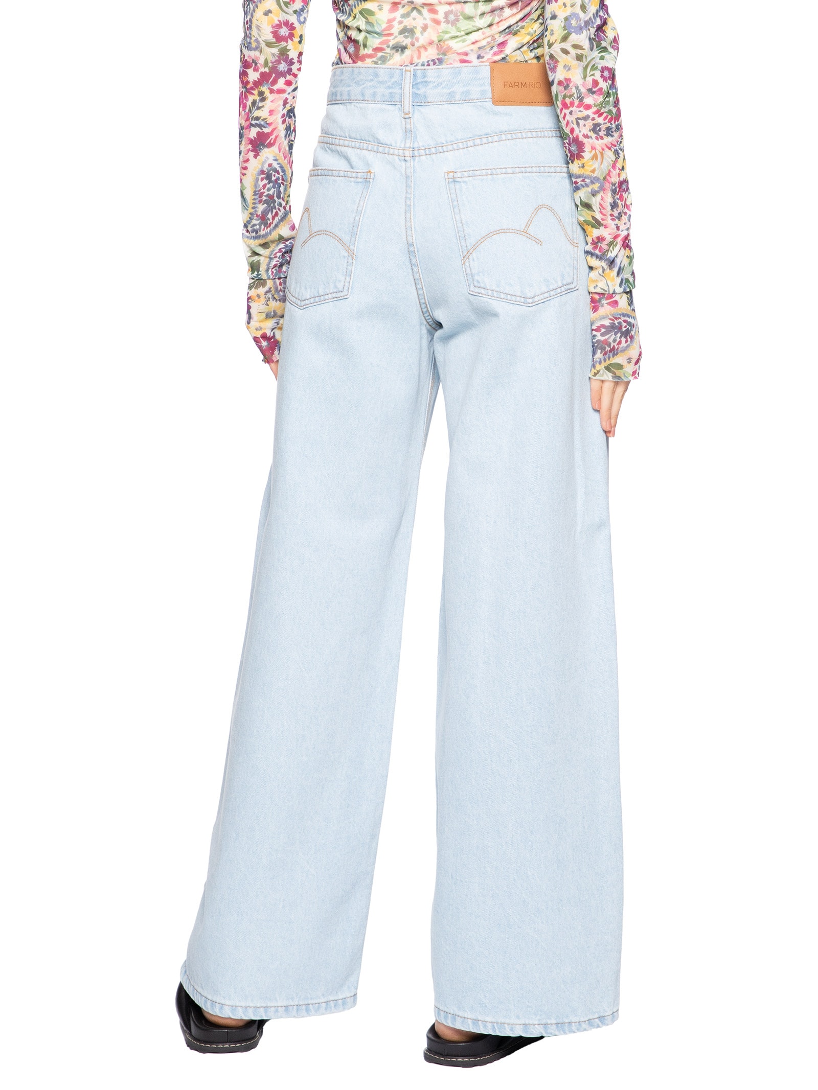 Calça Feminina Jeans Wide Faver Azul Farm
