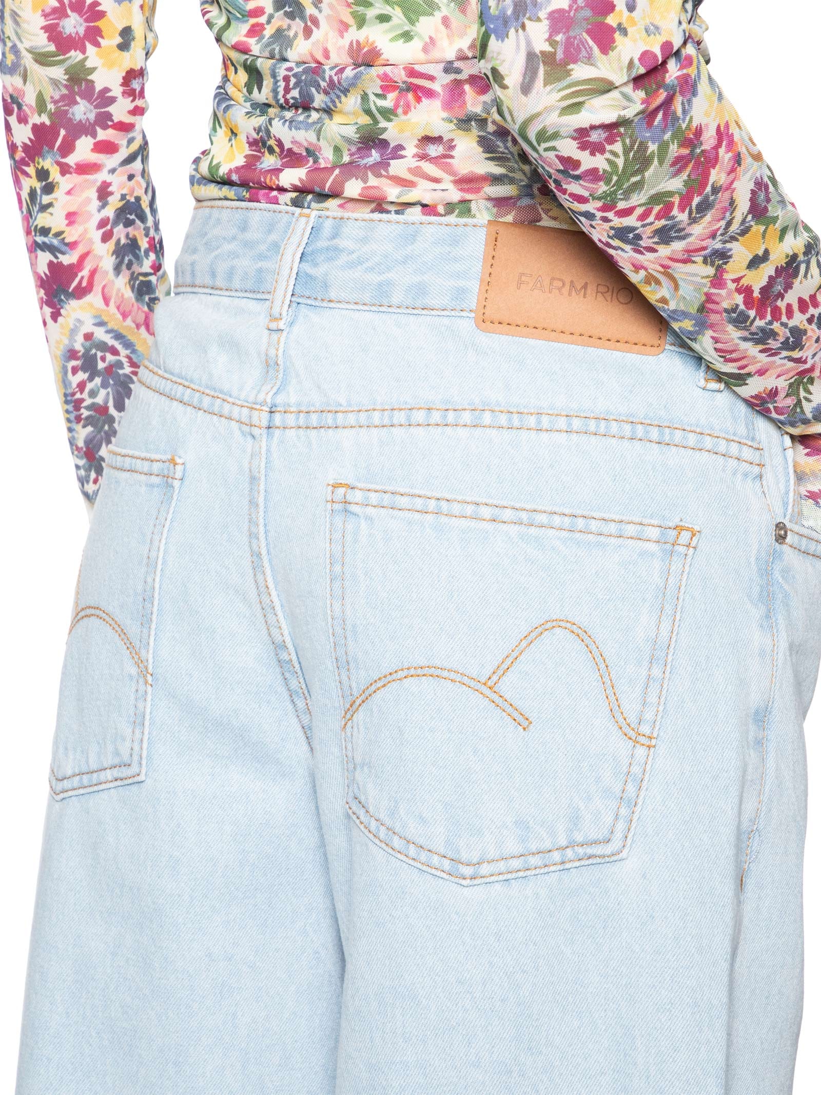 Calça Feminina Jeans Wide Faver Azul Farm