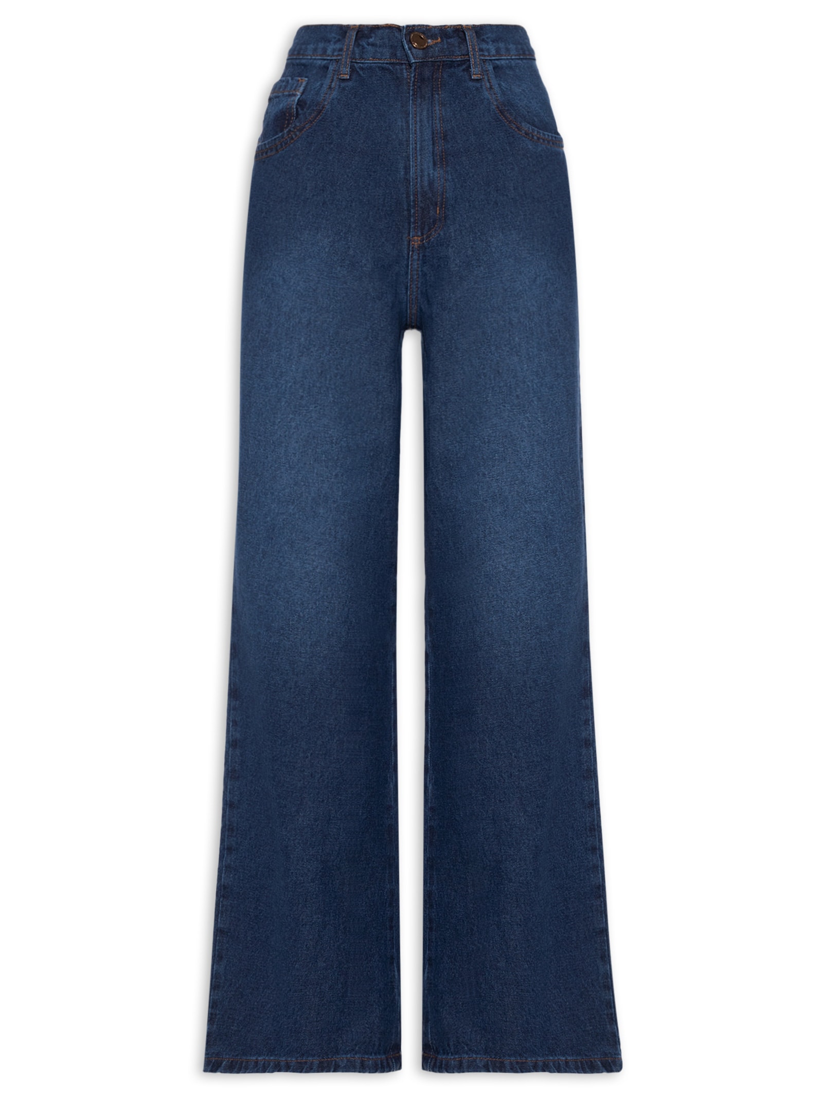 Calça Feminina Jeans Wide Leg Azul Lança Perfume