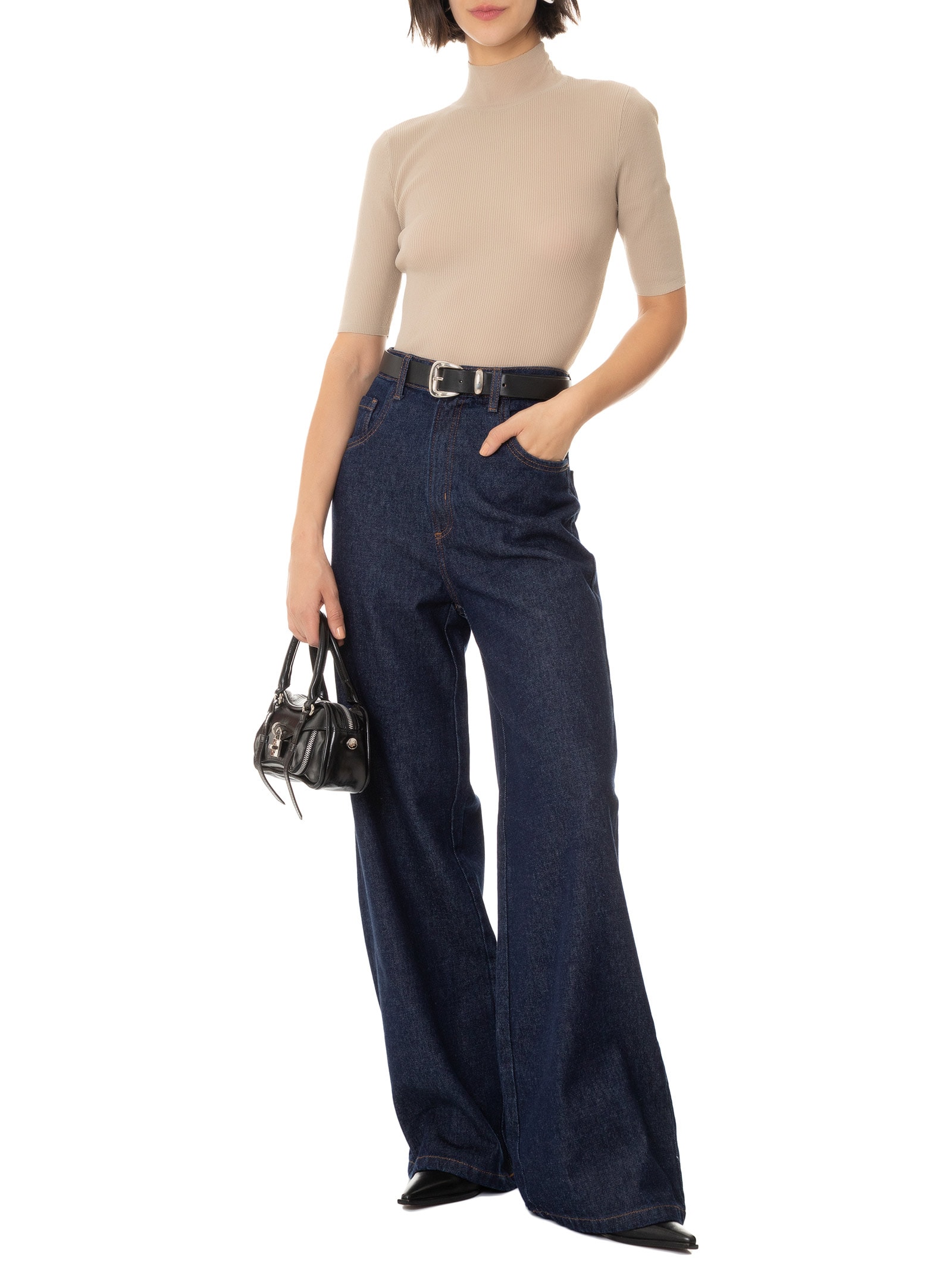 Calça Feminina Jeans Wide Leg Azul Lança Perfume