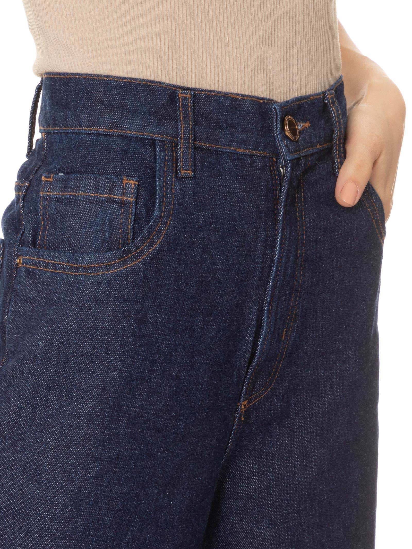 Calça Feminina Jeans Wide Leg Azul Lança Perfume