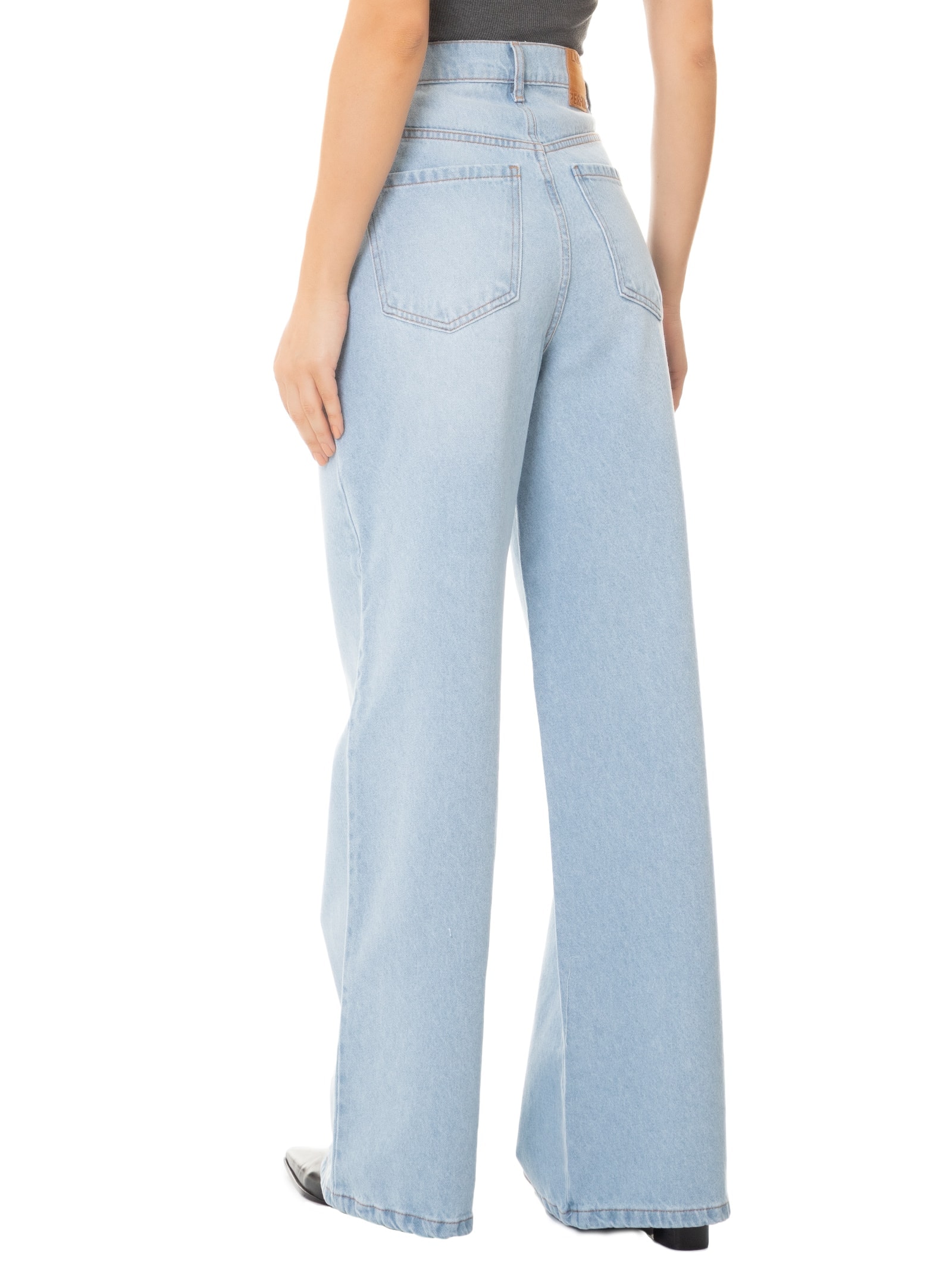Calça Feminina Jeans Wide Leg Azul Lança Perfume