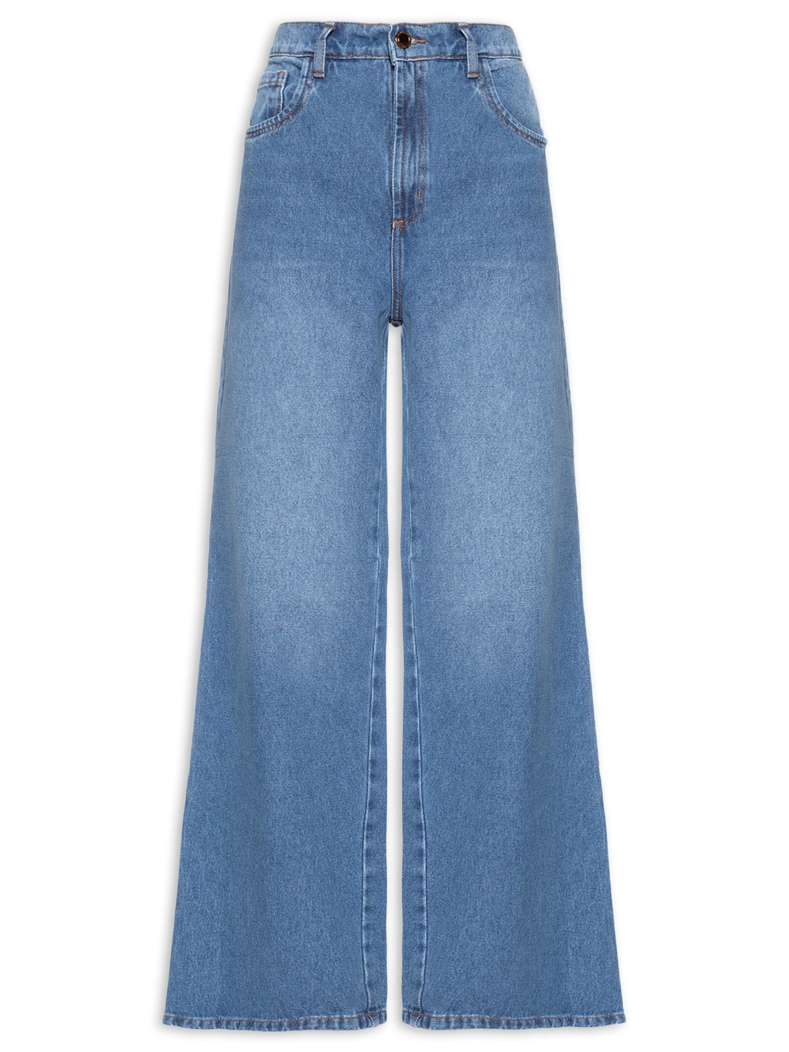 Calça Feminina Jeans Wide Leg Azul Lança Perfume