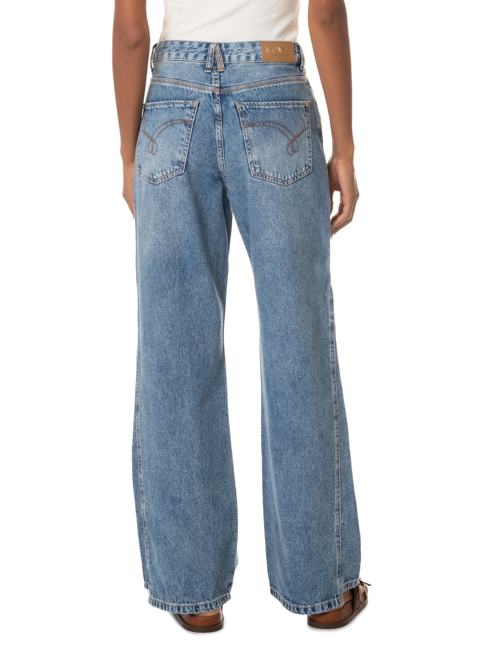 Calça Feminina Jeans Wide Leg Azul Lez A Lez