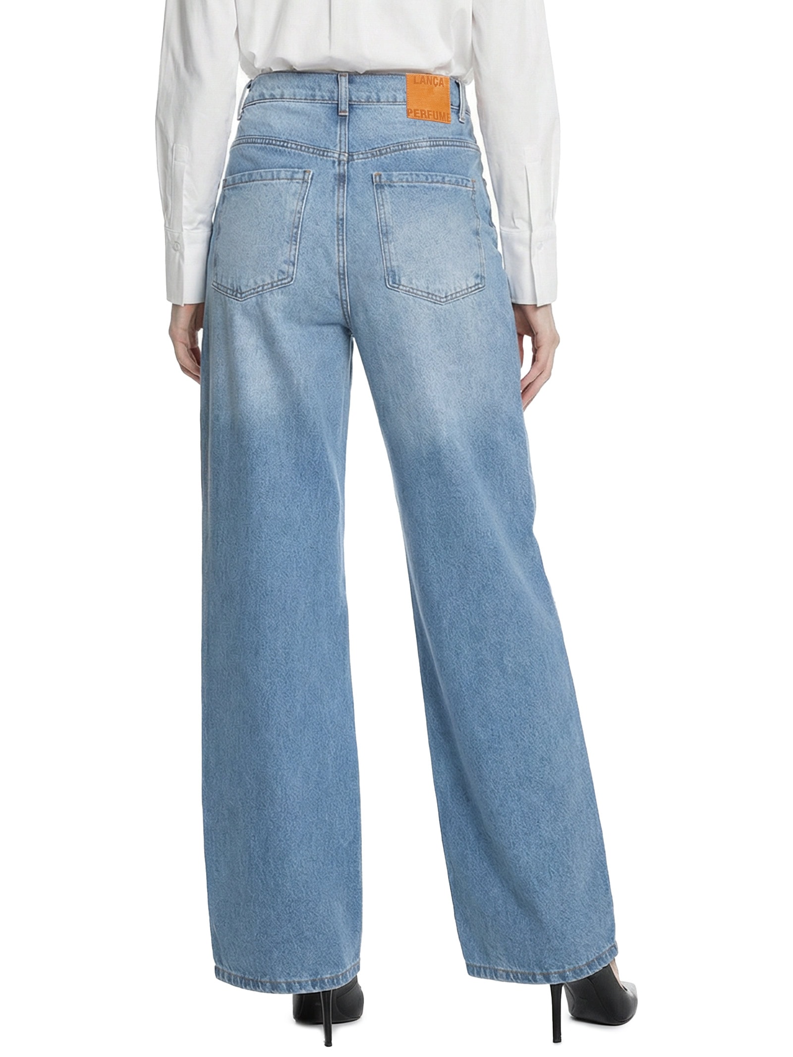 Calça Feminina Jeans Wide Leg Azul Lança Perfume