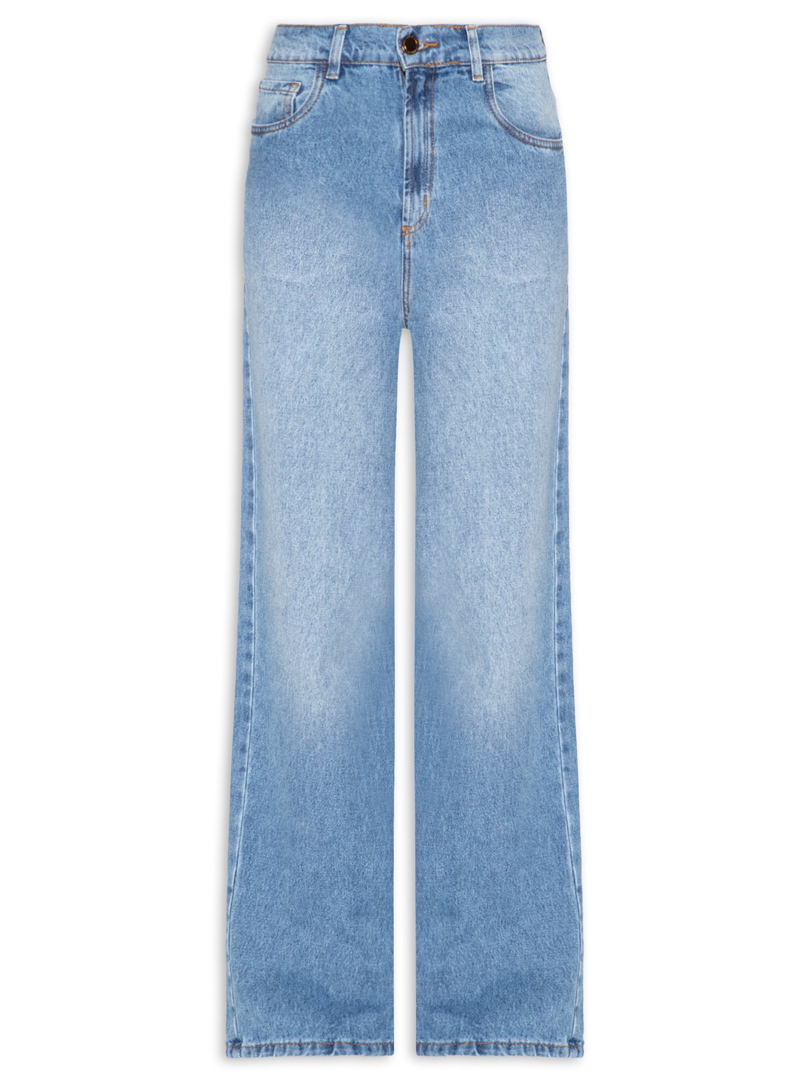 Calça Feminina Jeans Wide Leg Azul Lança Perfume