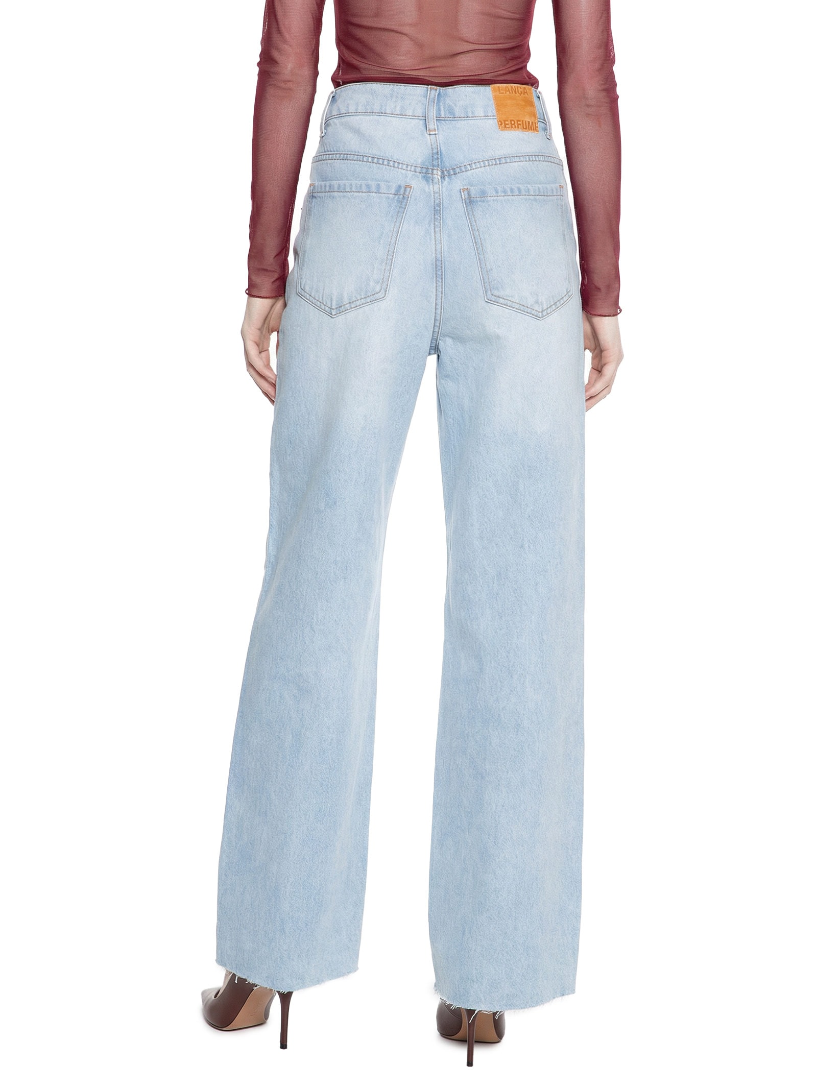 Calça Feminina Jeans Wide Leg Azul Lança Perfume