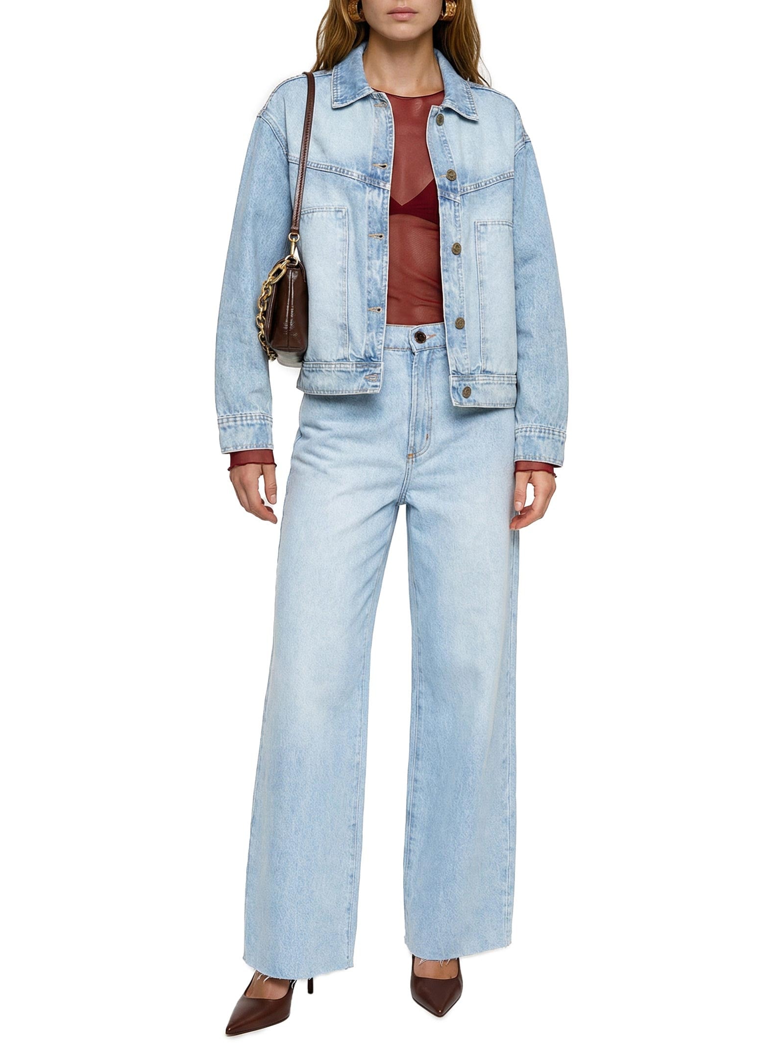 Calça Feminina Jeans Wide Leg Azul Lança Perfume