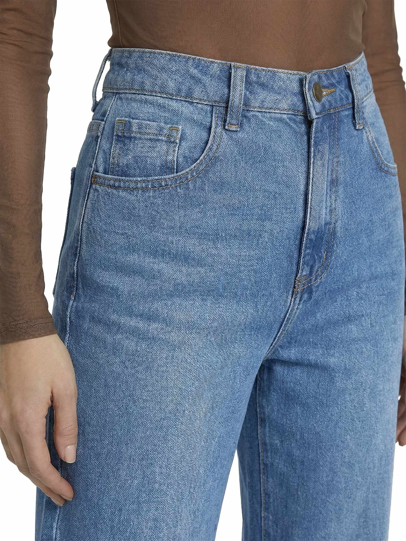 Calça Feminina Jeans Wide Leg Azul Lança Perfume