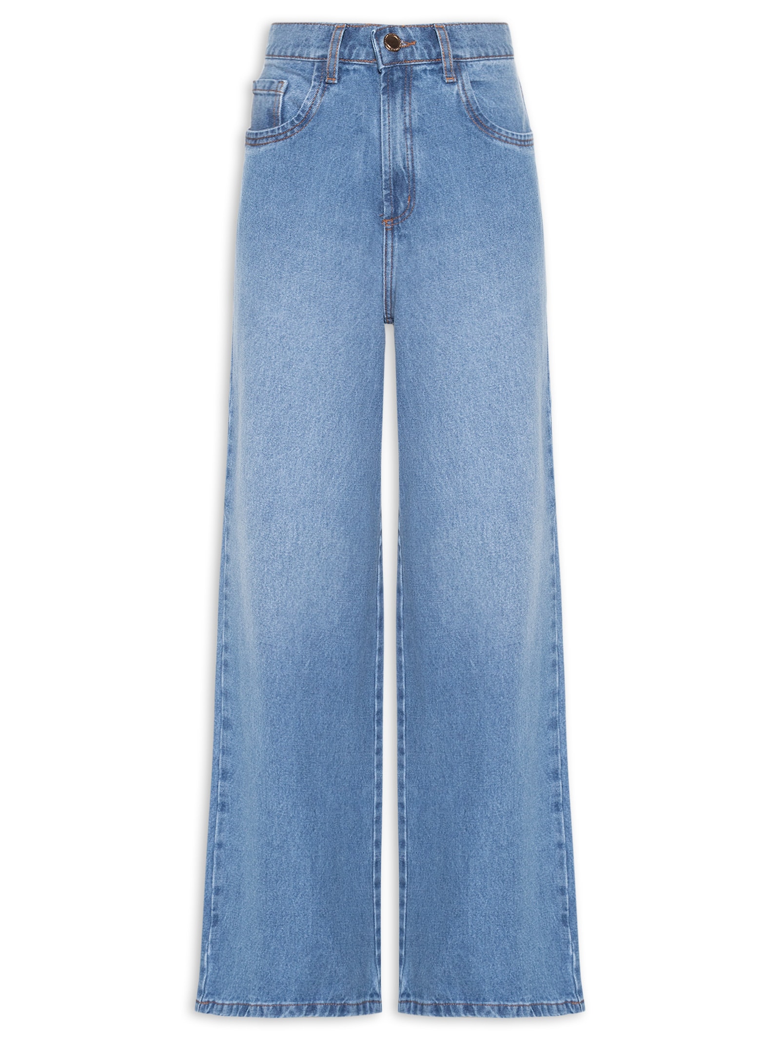 Calça Feminina Jeans Wide Leg Azul Lança Perfume