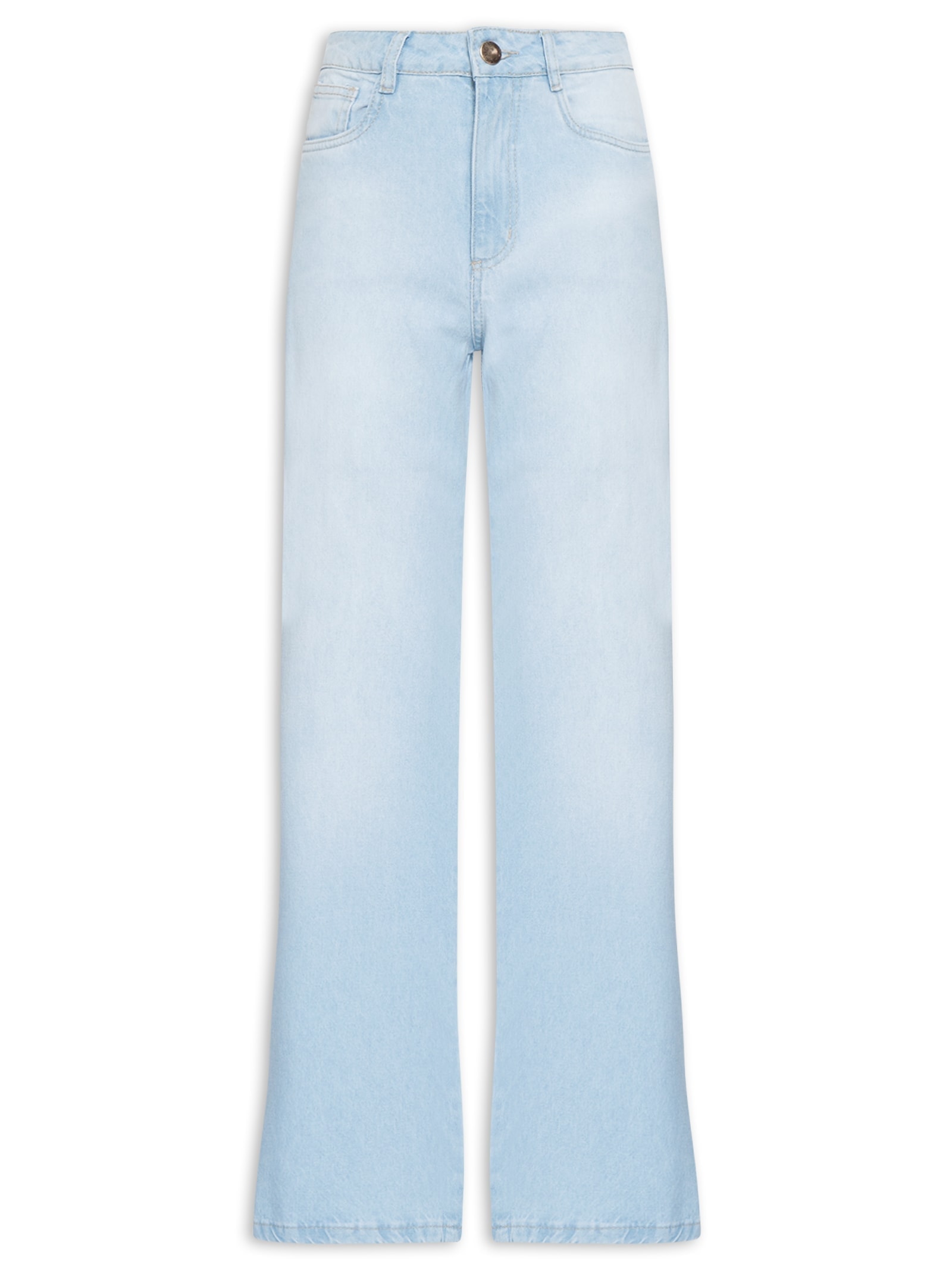 Calça Feminina Jeans Wide Leg Azul Market 33