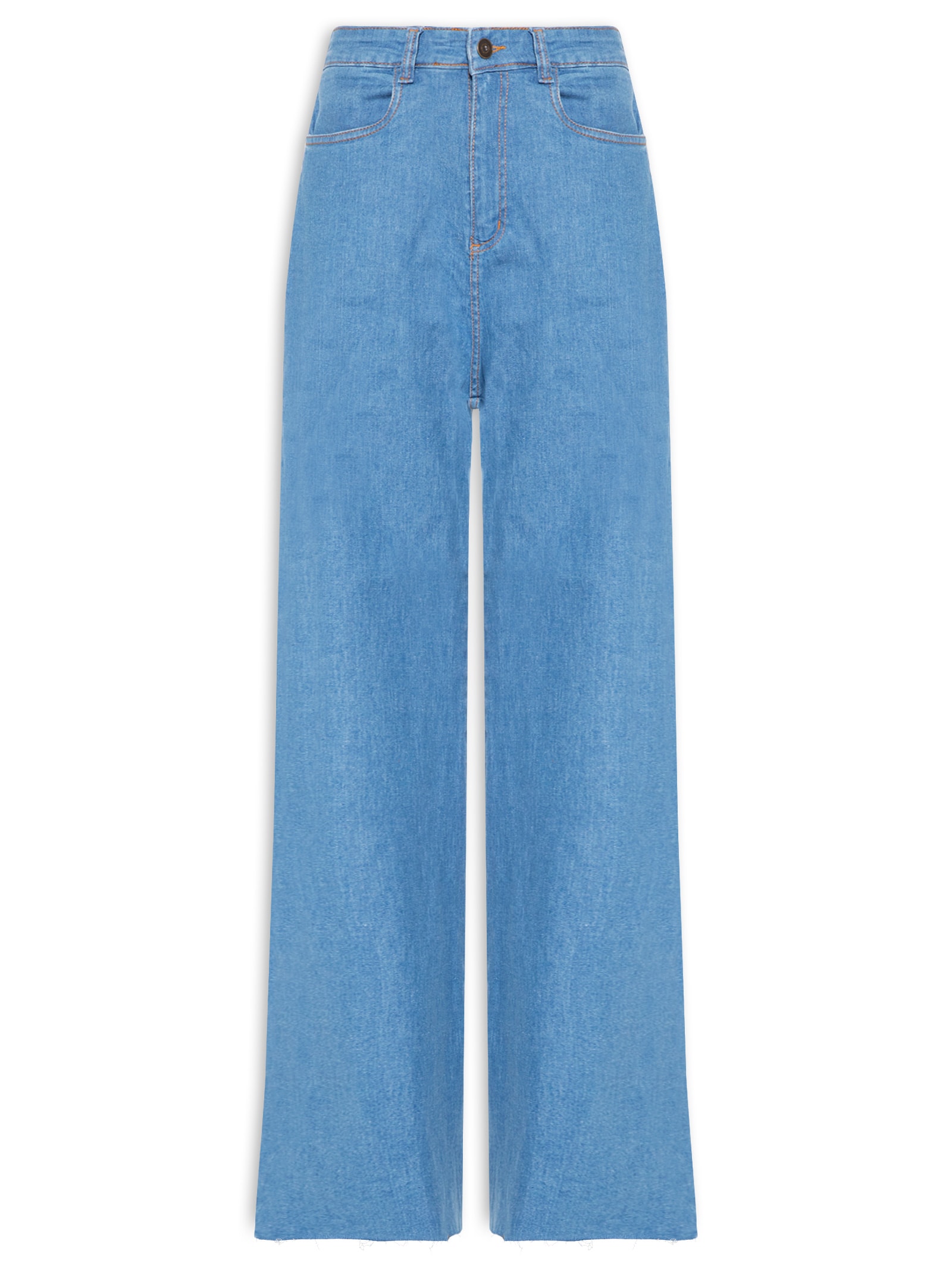 Calça Feminina Jeans Wide Leg Azul Market 33
