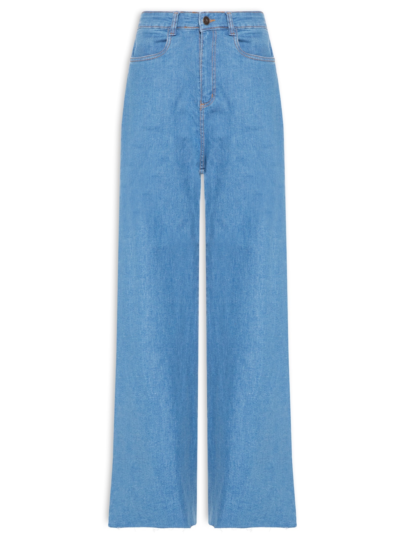 Calça Feminina Jeans Wide Leg Azul Market 33