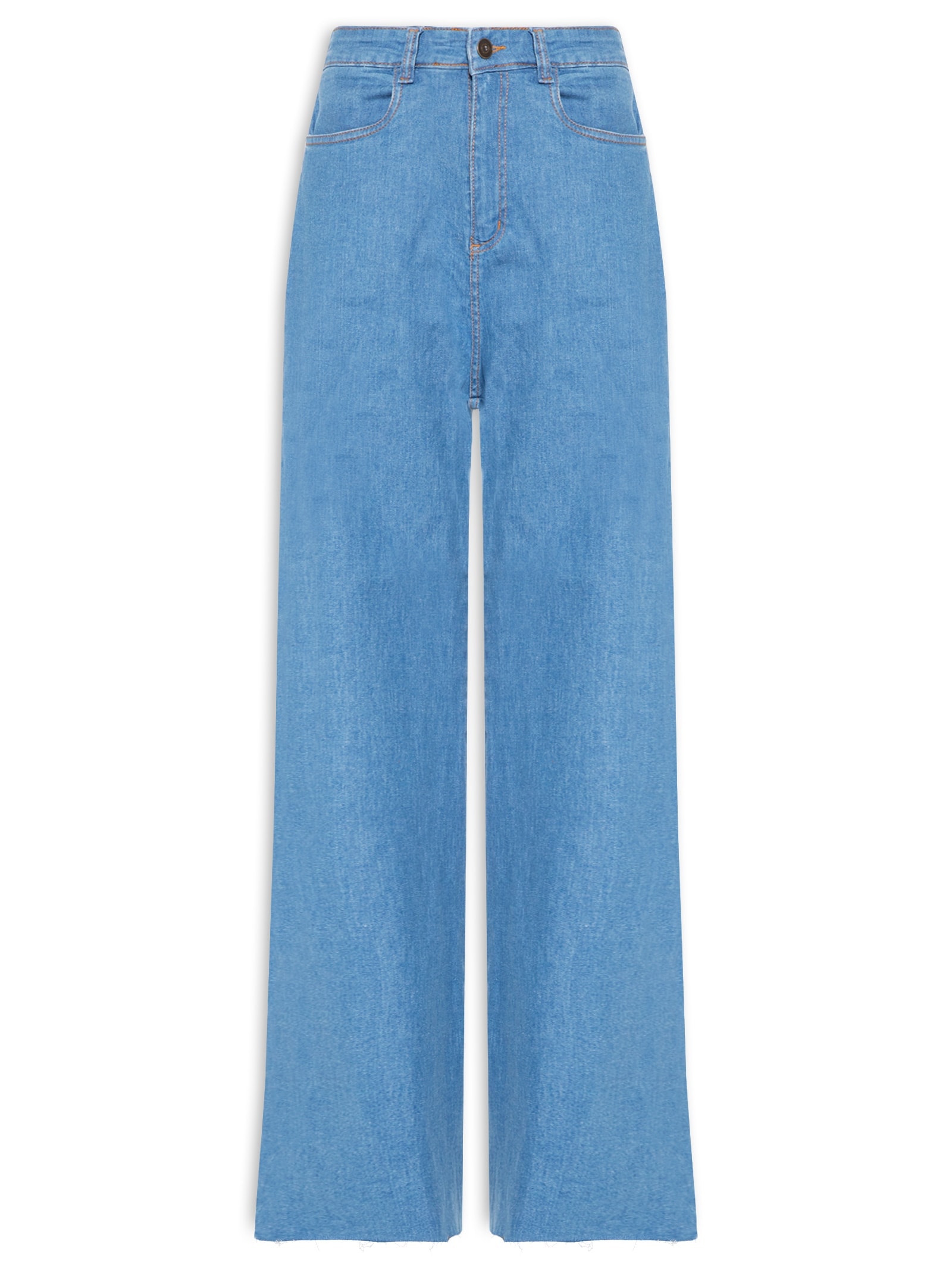Calça Feminina Jeans Wide Leg Azul Market 33