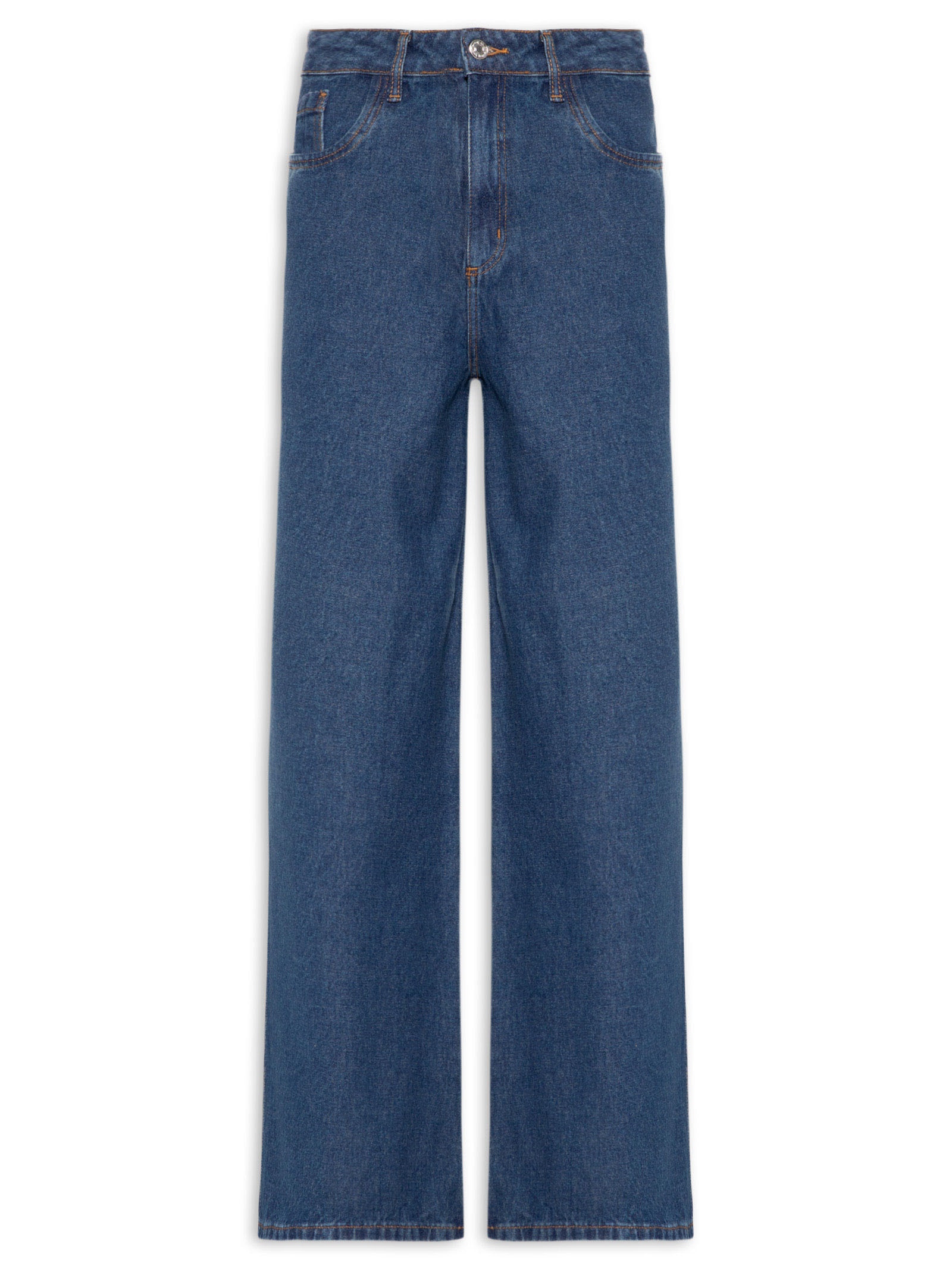 Calça Feminina Jeans Wide Leg Cintura Alta Azul My Favorite