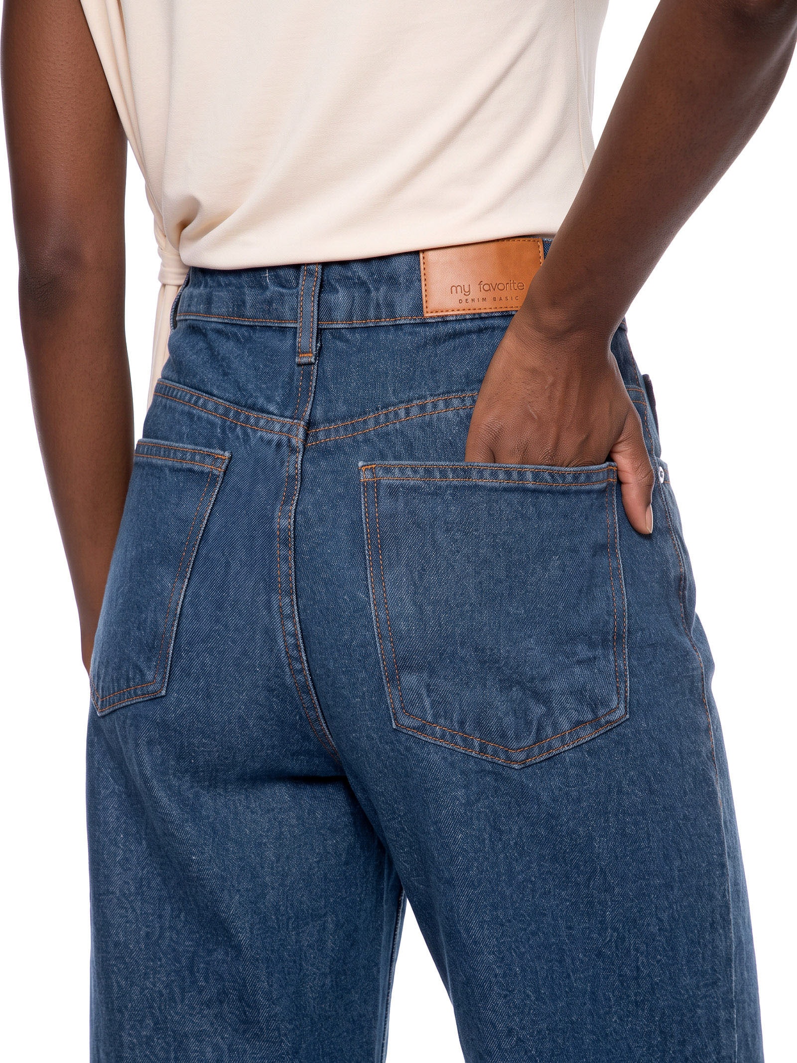 Calça Feminina Jeans Wide Leg Cintura Alta Azul My Favorite