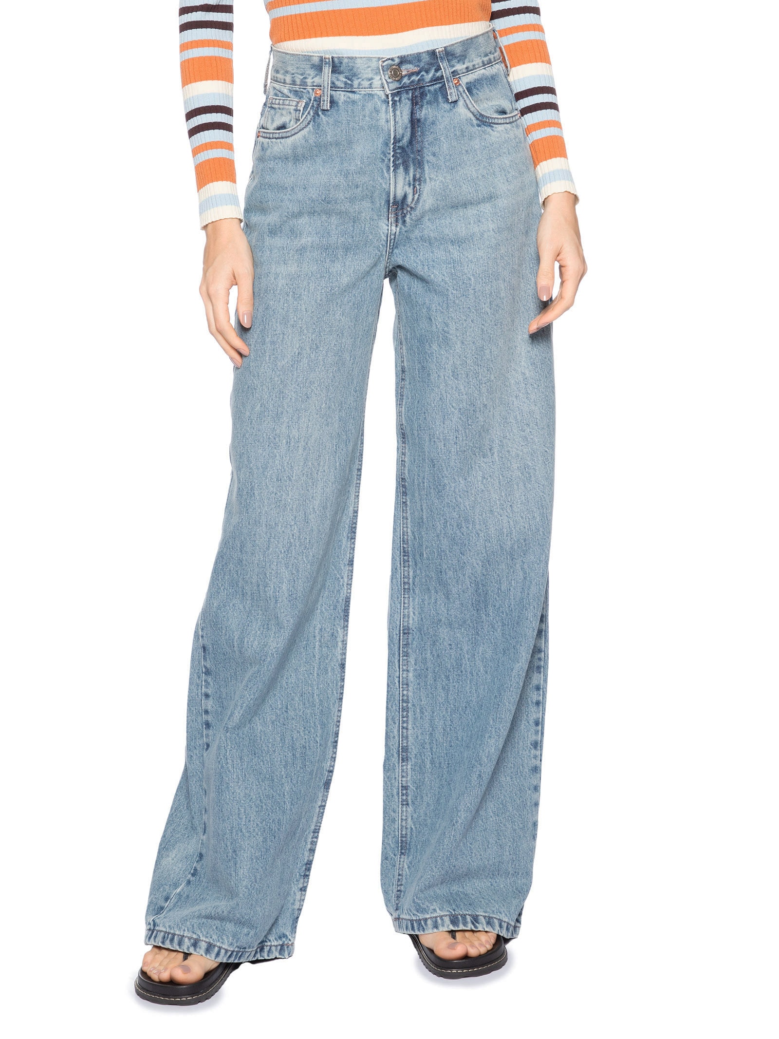 Calça Feminina Jeans Wide Leg Copenhague New B Azul Animale Jeans